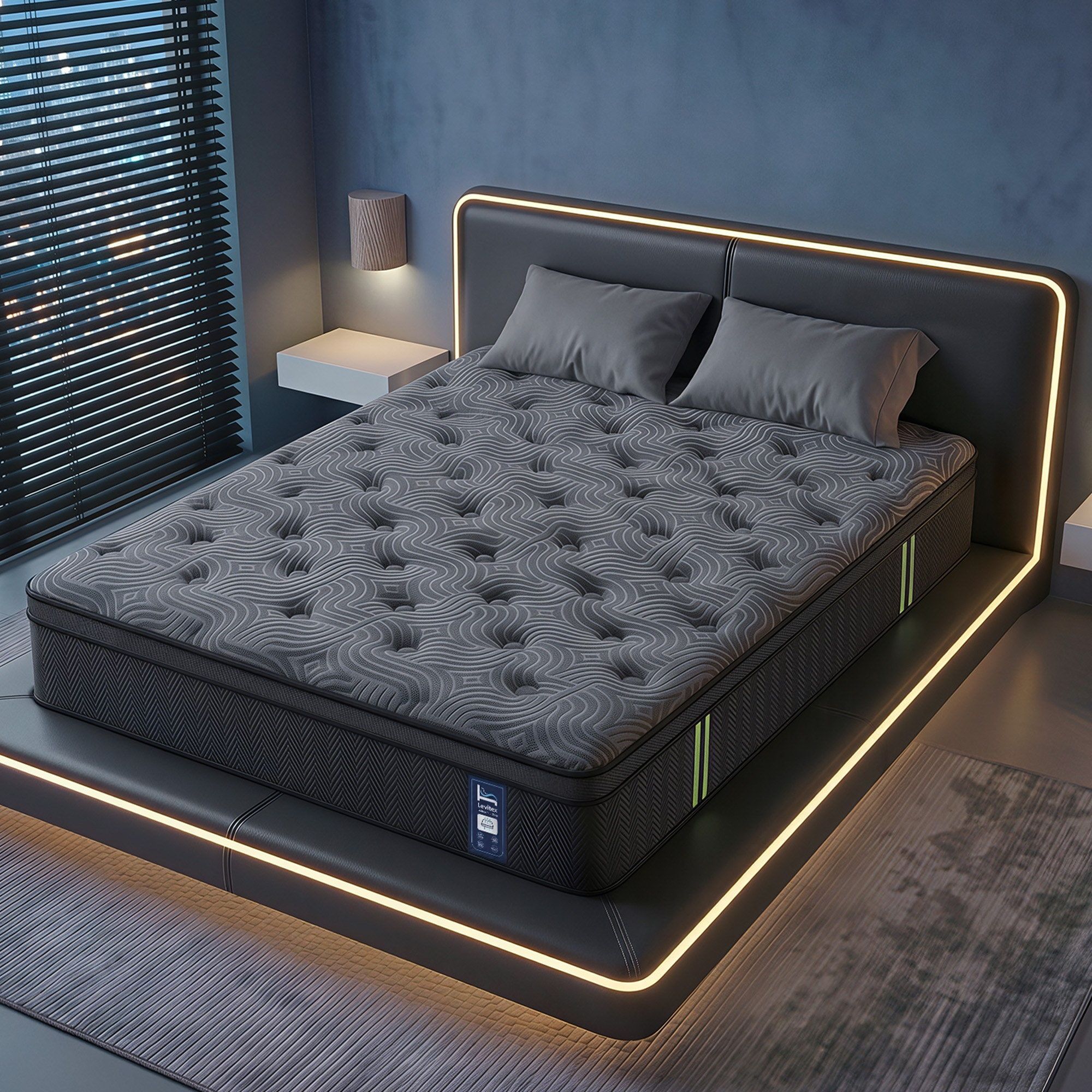 Levitex Double Mattress 34 cm 5-Zone Pressure Relief  Pocket Spring with Reinforced Edge Support & Breathable Gel Memory Foam Hybrid Mattress - Image 1