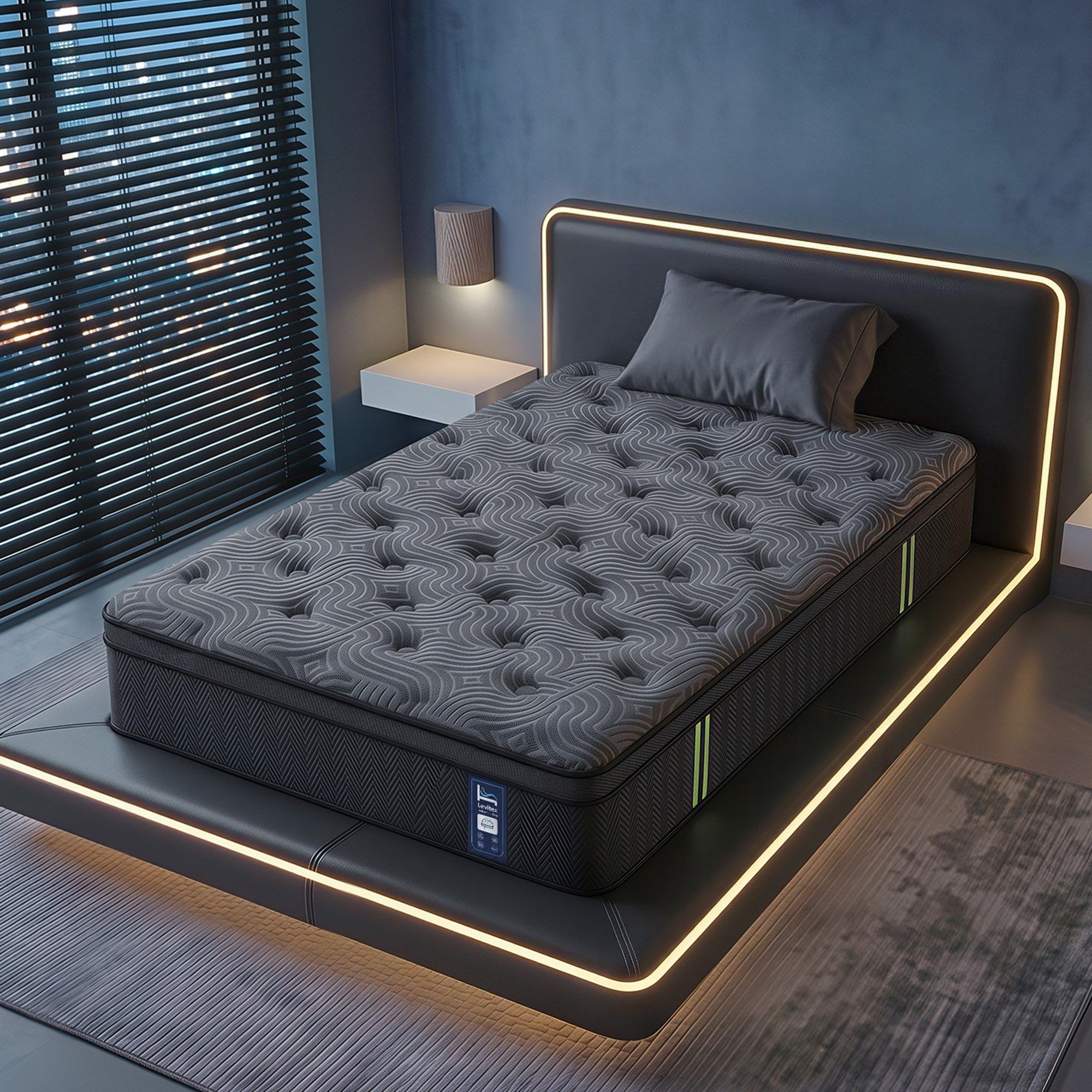 Levitex Single Mattress 34 cm 5-Zone Pressure Relief  Pocket Spring with Reinforced Edge Support & Breathable Gel Memory Foam Hybrid Mattress - Image 1