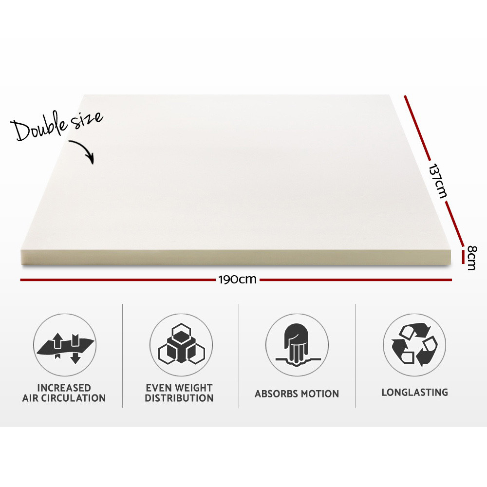 Giselle Bedding Memory Foam Mattress Topper 8cm Double - Image 2