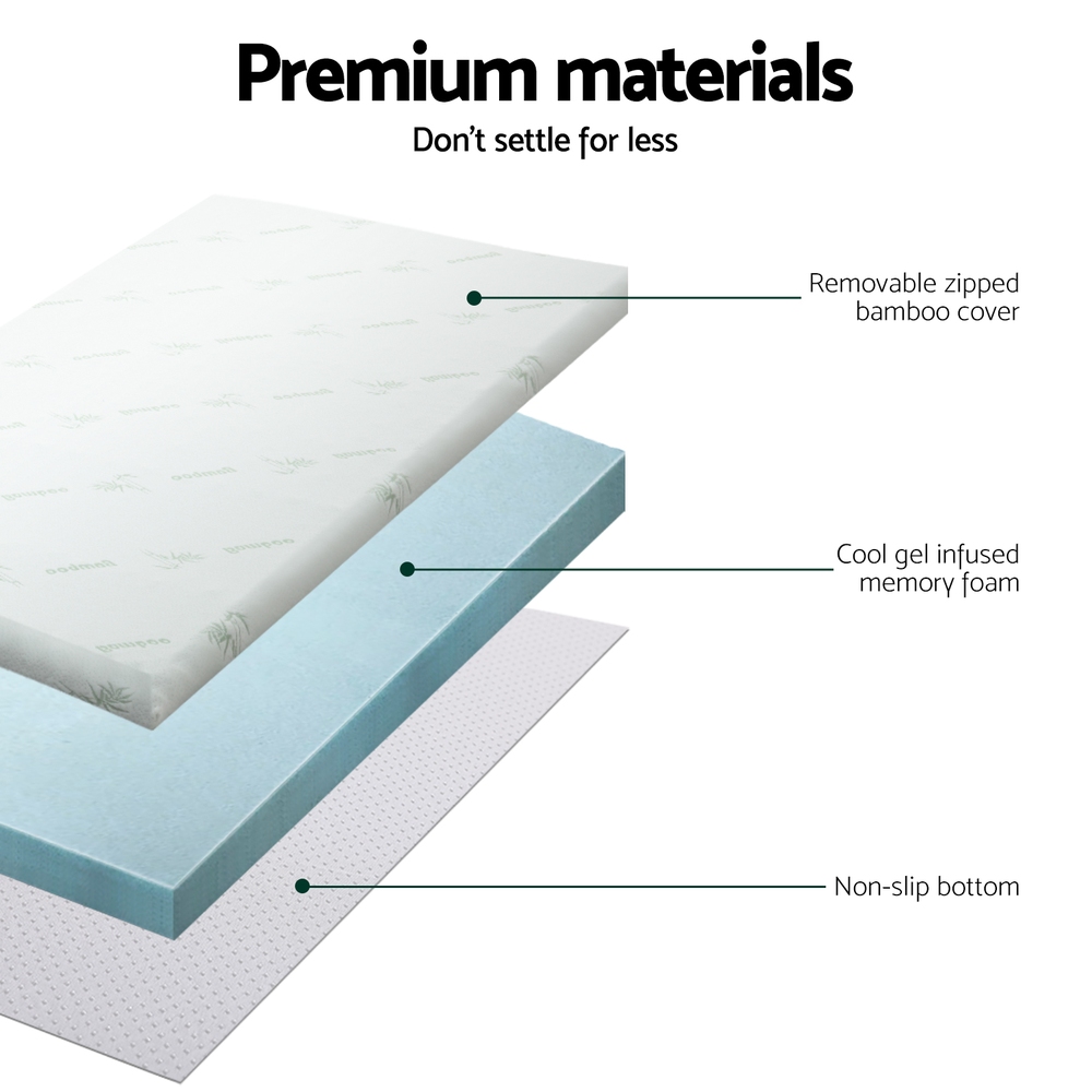 Giselle Bedding Memory Foam Mattress Topper Cool Gel 5cm King Single - Image 5