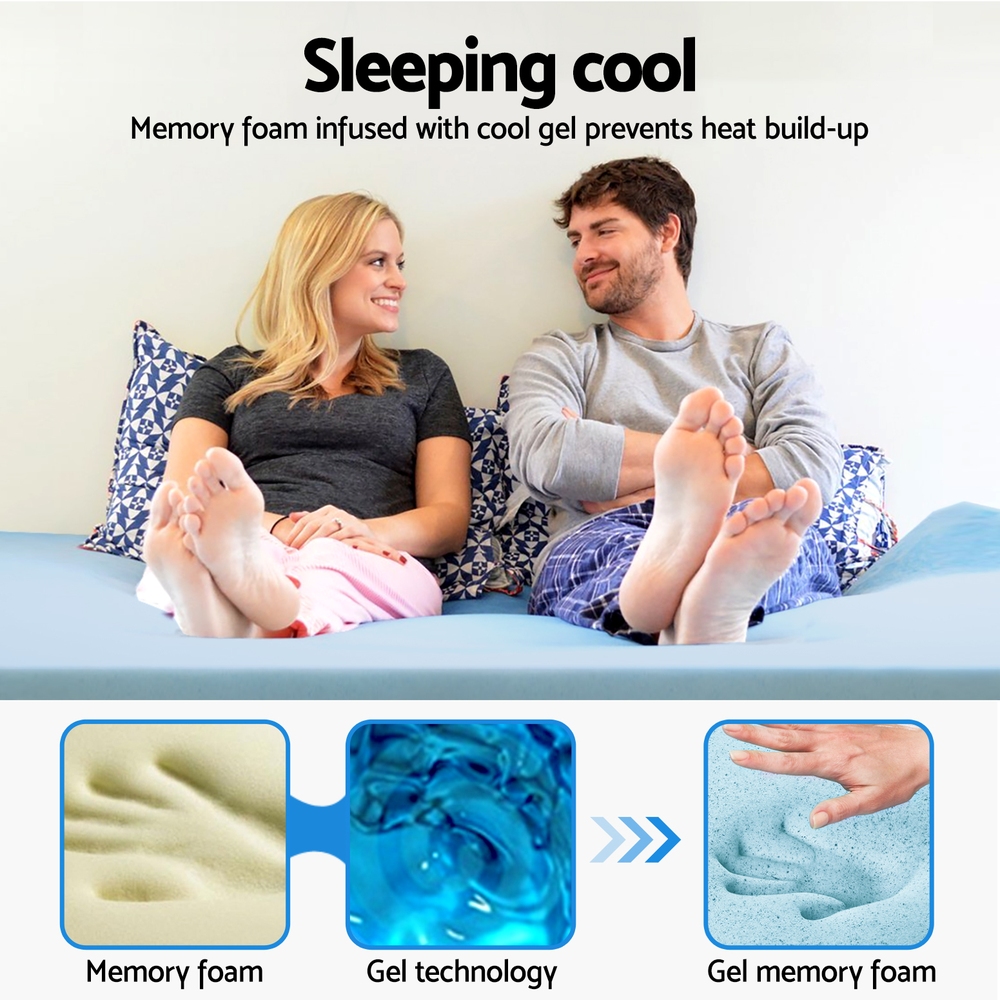Giselle Bedding Memory Foam Mattress Topper Cool Gel 5cm King Single - Image 6