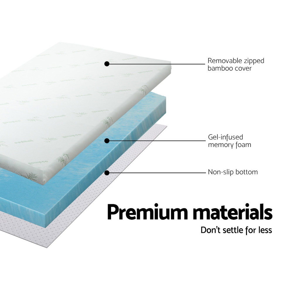 Giselle Bedding Memory Foam Mattress Topper Gel 5cm Queen - Image 5