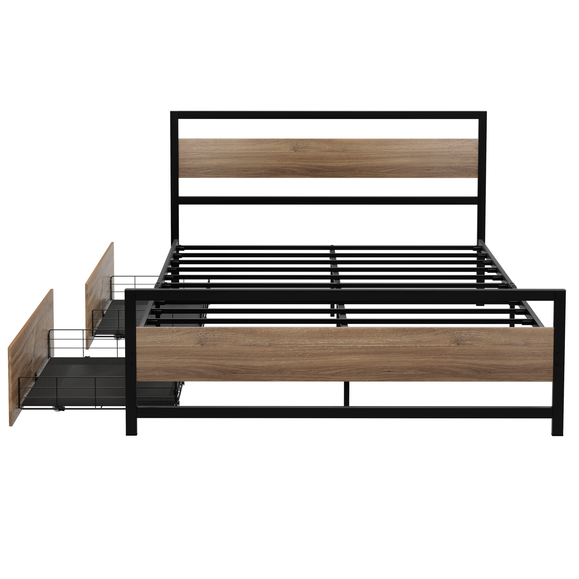 Artiss Bed Frame Queen Size Metal Frame with 2 Drawers DREW - Image 3