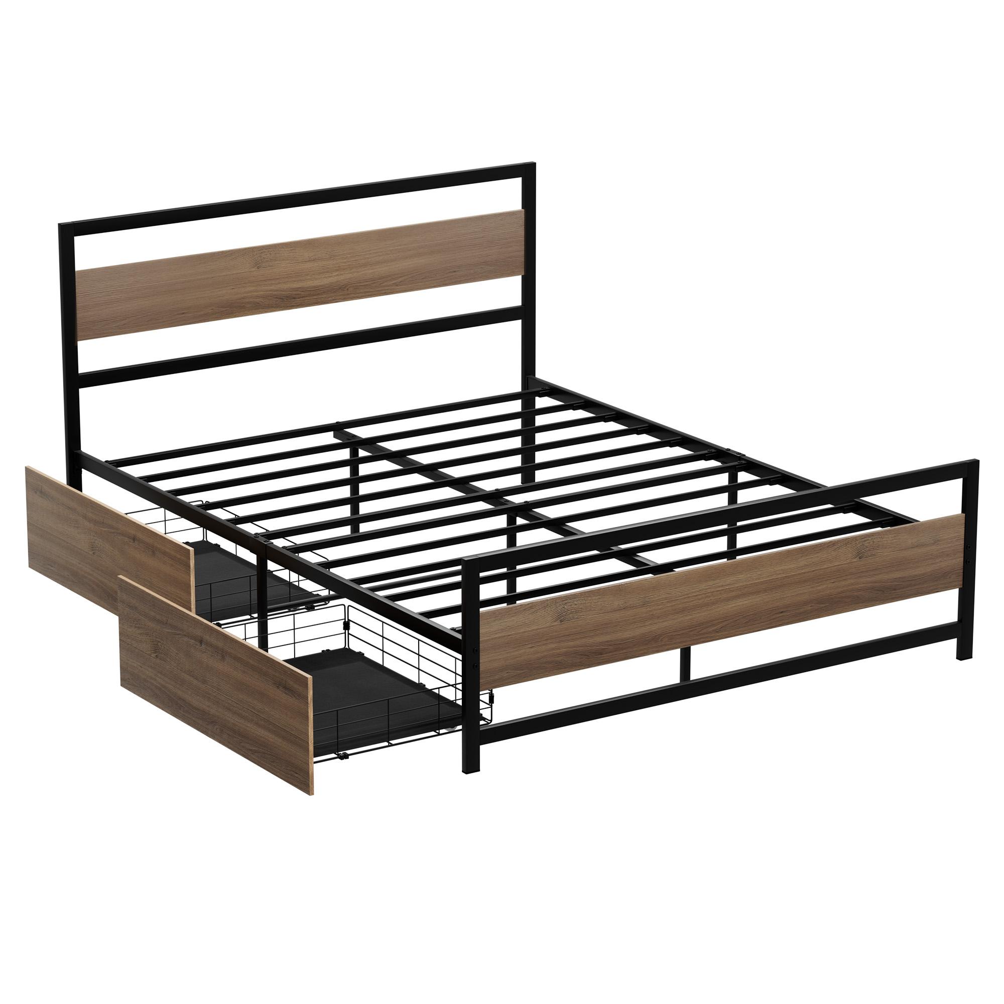 Artiss Bed Frame Queen Size Metal Frame with 2 Drawers DREW - Image 8