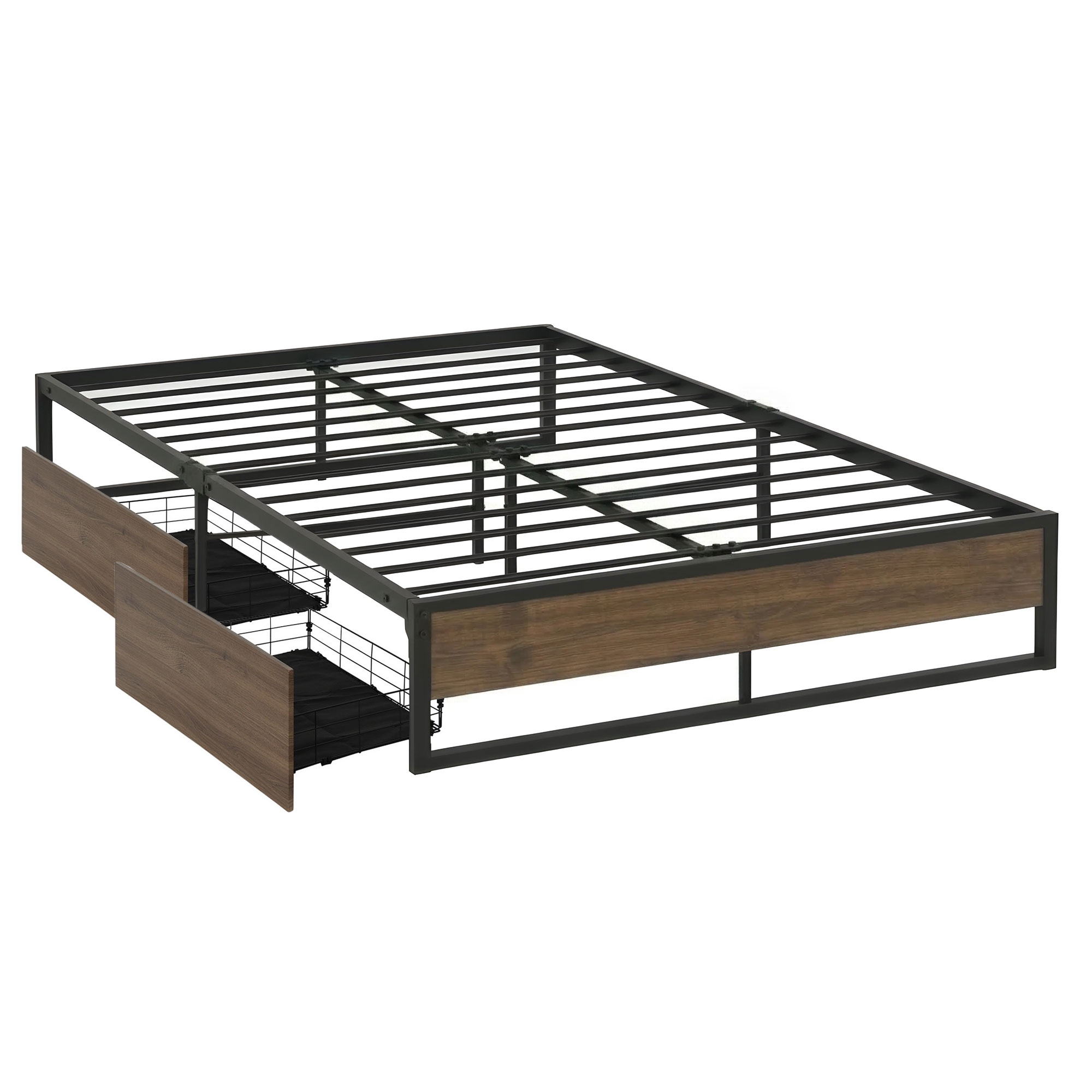 Artiss Bed Frame Metal Frame Double Size Bed Base 2 Drawers OSLO - Image 8