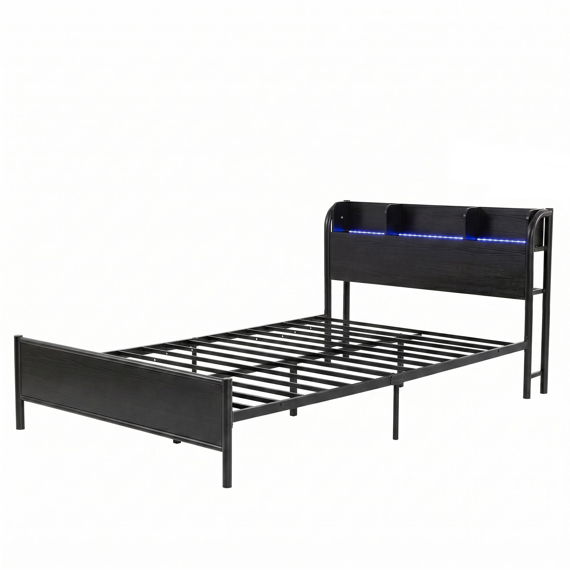 Artiss Bed Frame Single Size with Storage Shelf Headboard Charging Station GRID - Image 1