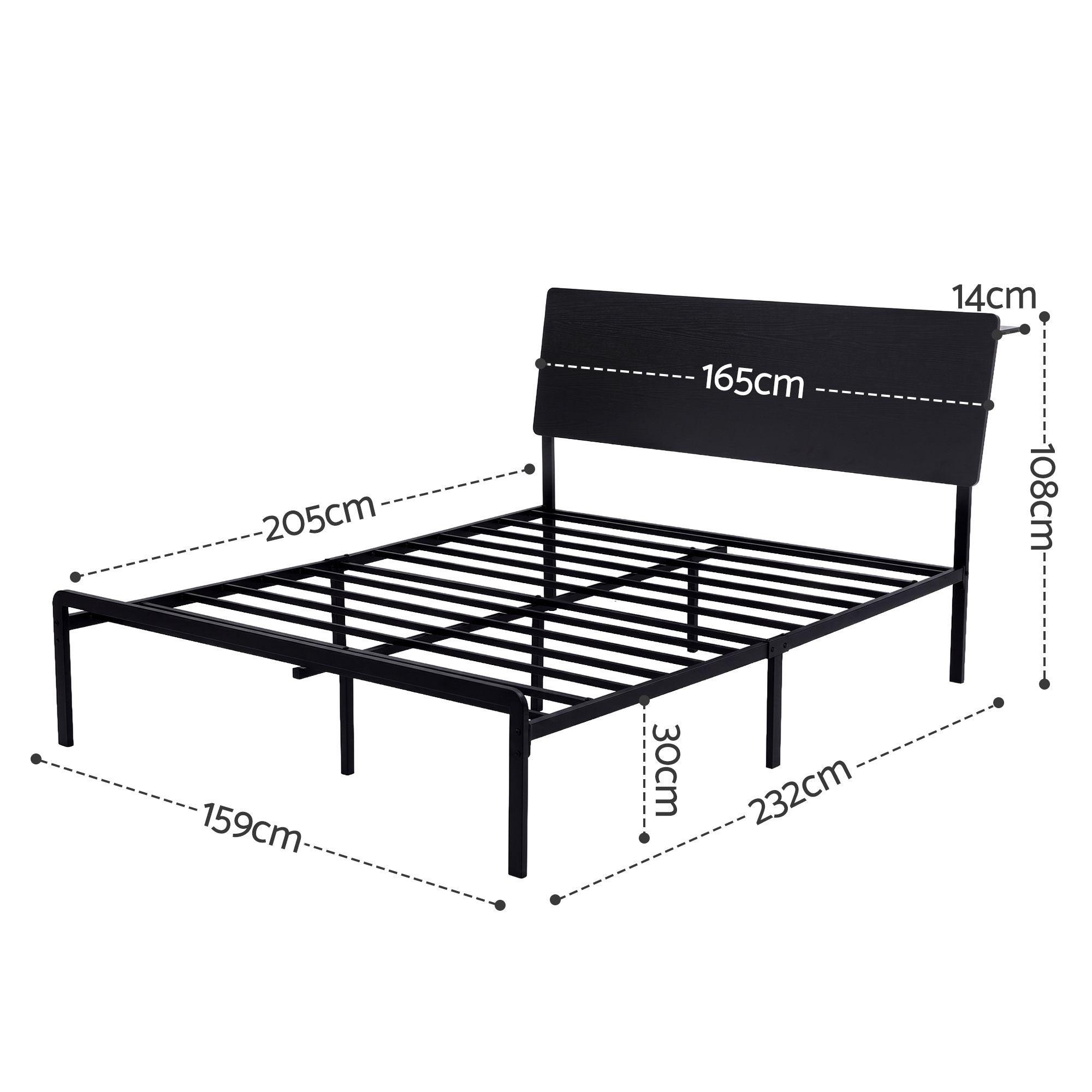 Artiss Bed Frame Queen Size LED Metal Bed Base with Charging Station LAN - Image 3