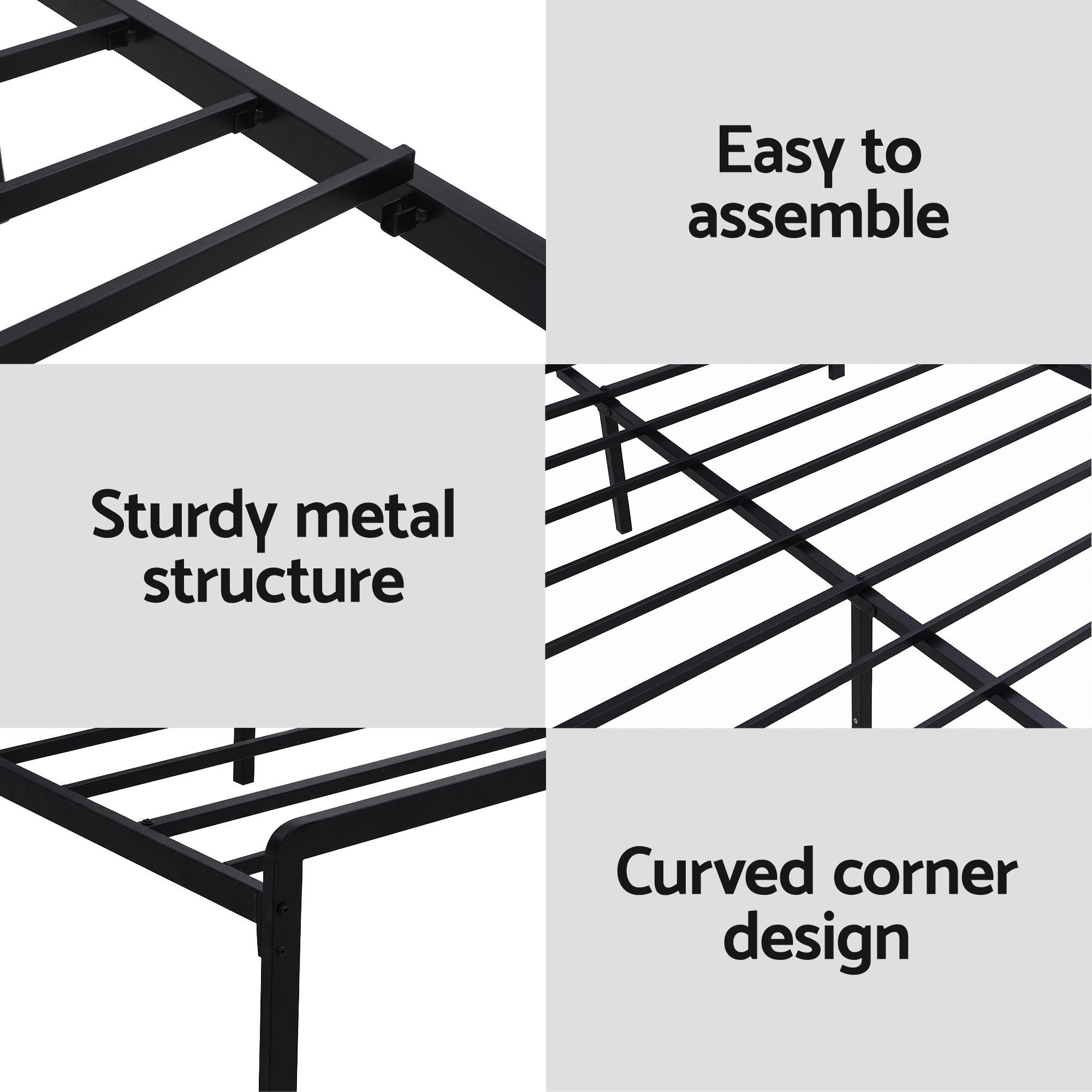 Artiss Bed Frame Queen Size LED Metal Bed Base with Charging Station LAN - Image 7