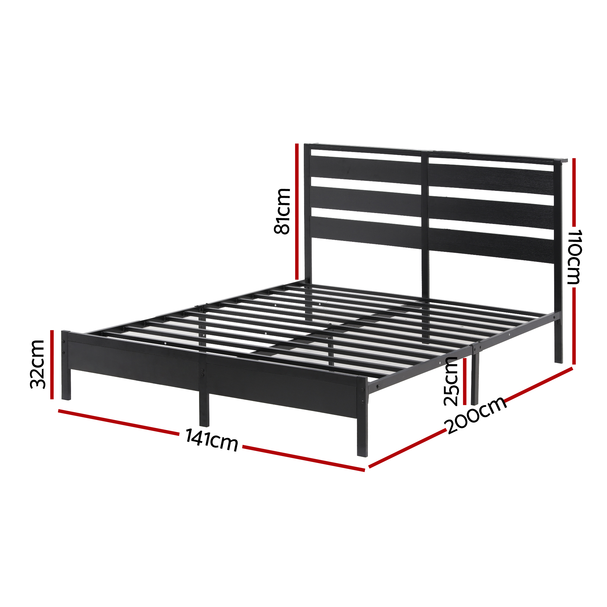 Artiss Bed Frame Double Size LED Metal Bed Base with Charging Station - Image 3