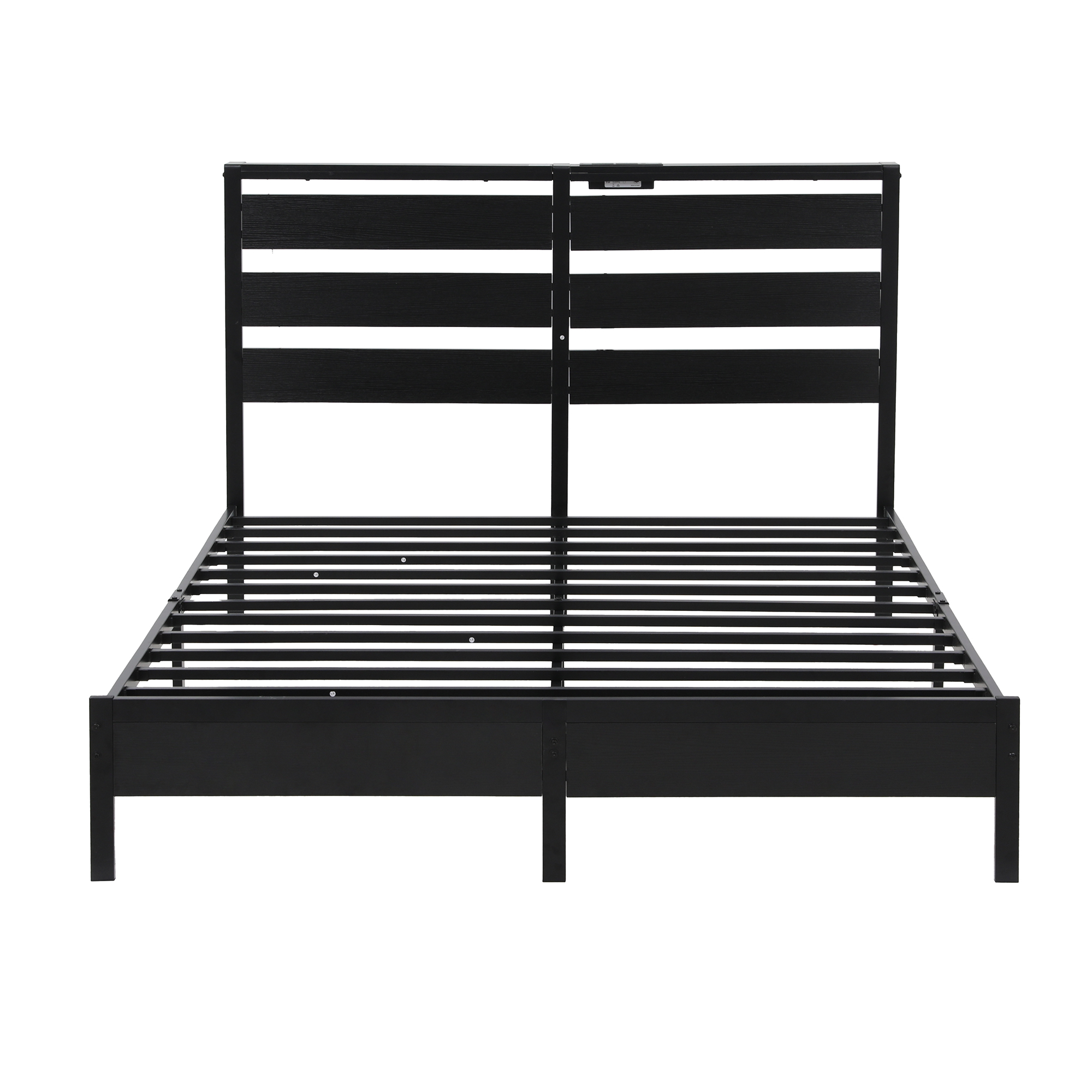 Artiss Bed Frame Double Size LED Metal Bed Base with Charging Station - Image 4