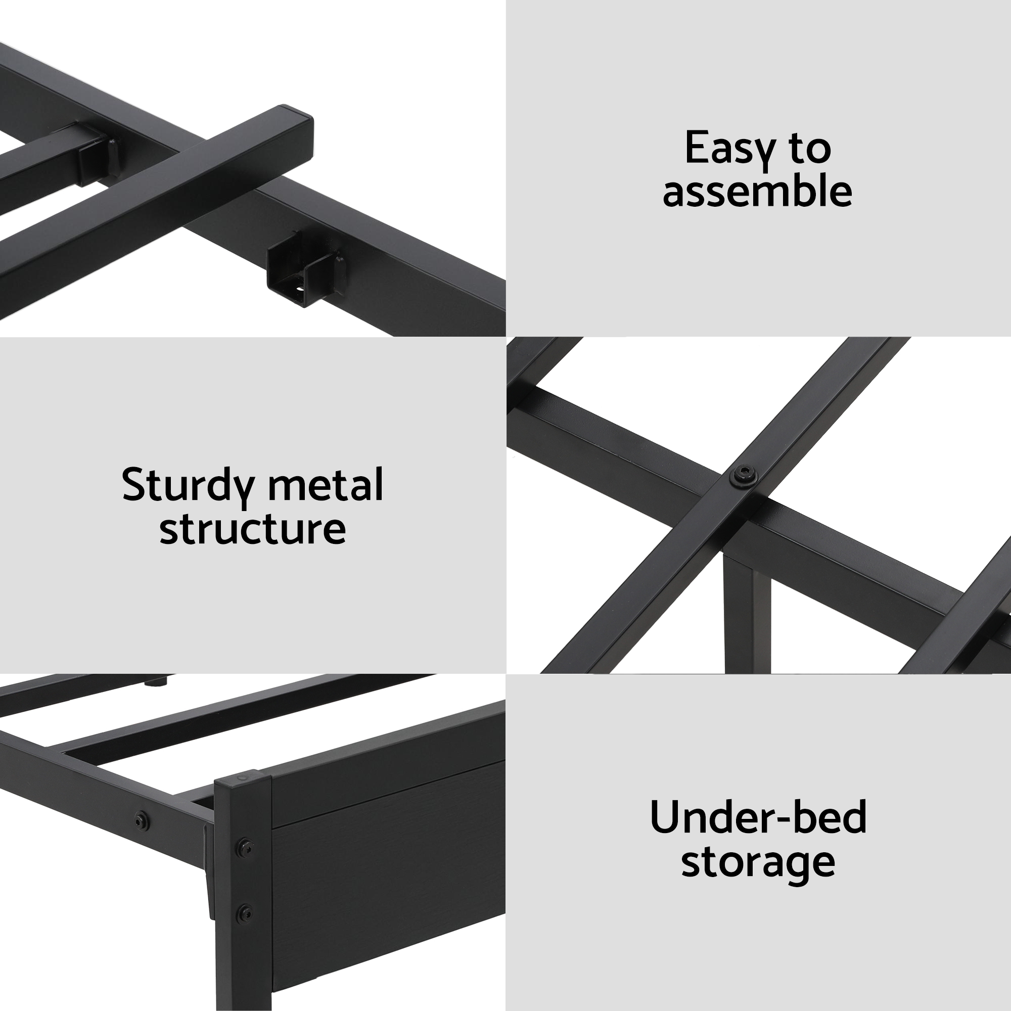 Artiss Bed Frame Double Size LED Metal Bed Base with Charging Station - Image 7