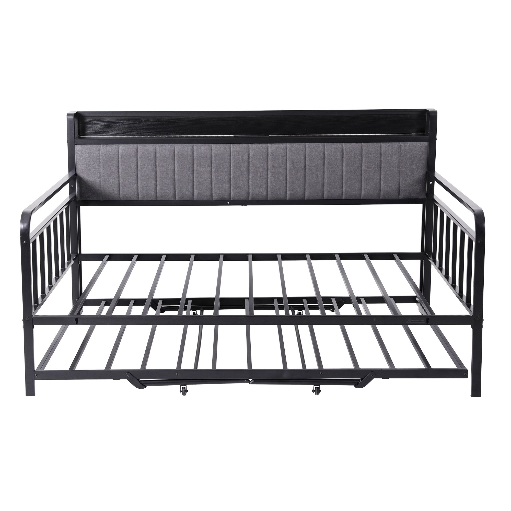 Artiss Bed Frame Double LED Metal Trundle Daybed with Charging Station TURN - Image 3