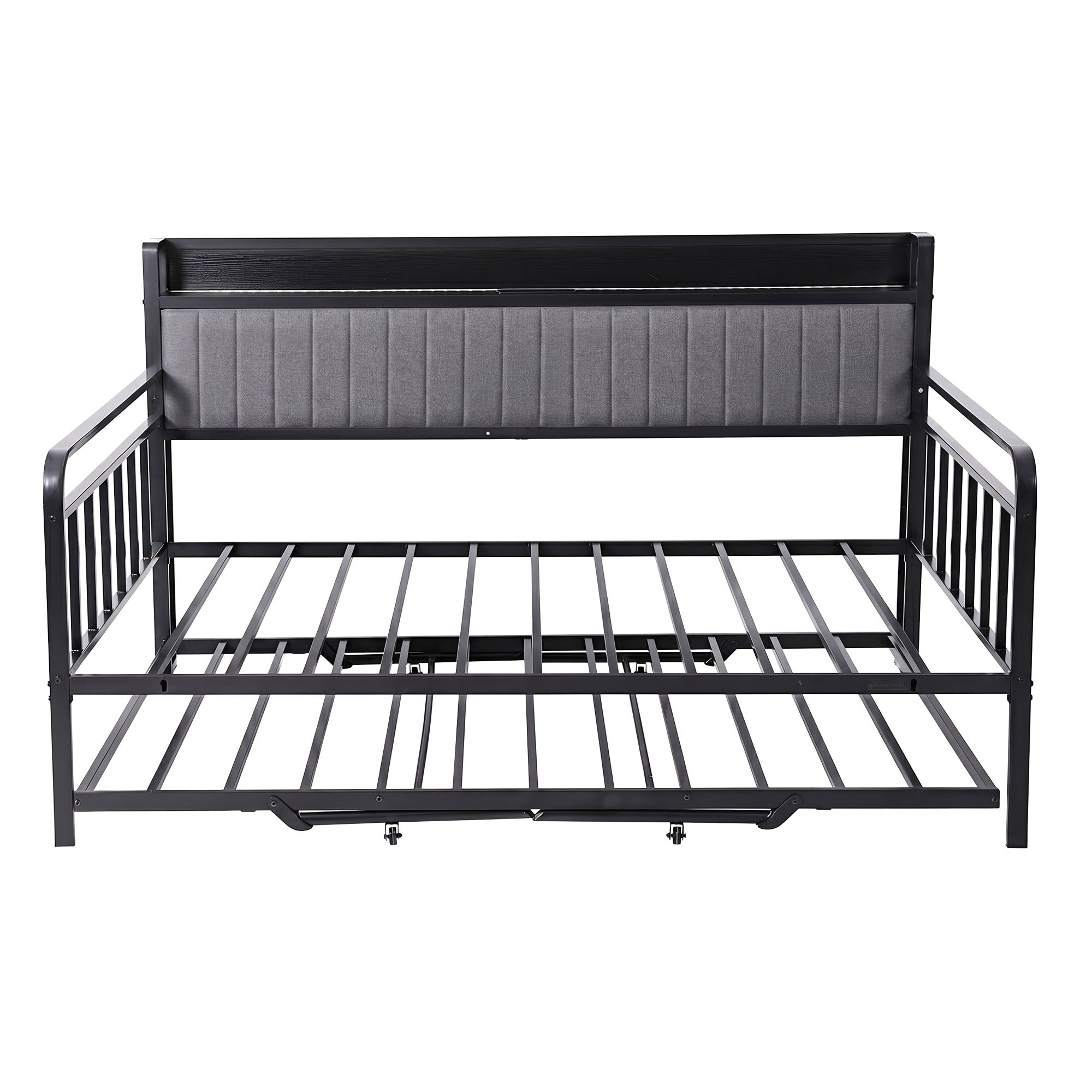 Artiss Bed Frame King Single LED Metal Trundle Daybed with Charging Station TURN - Image 3