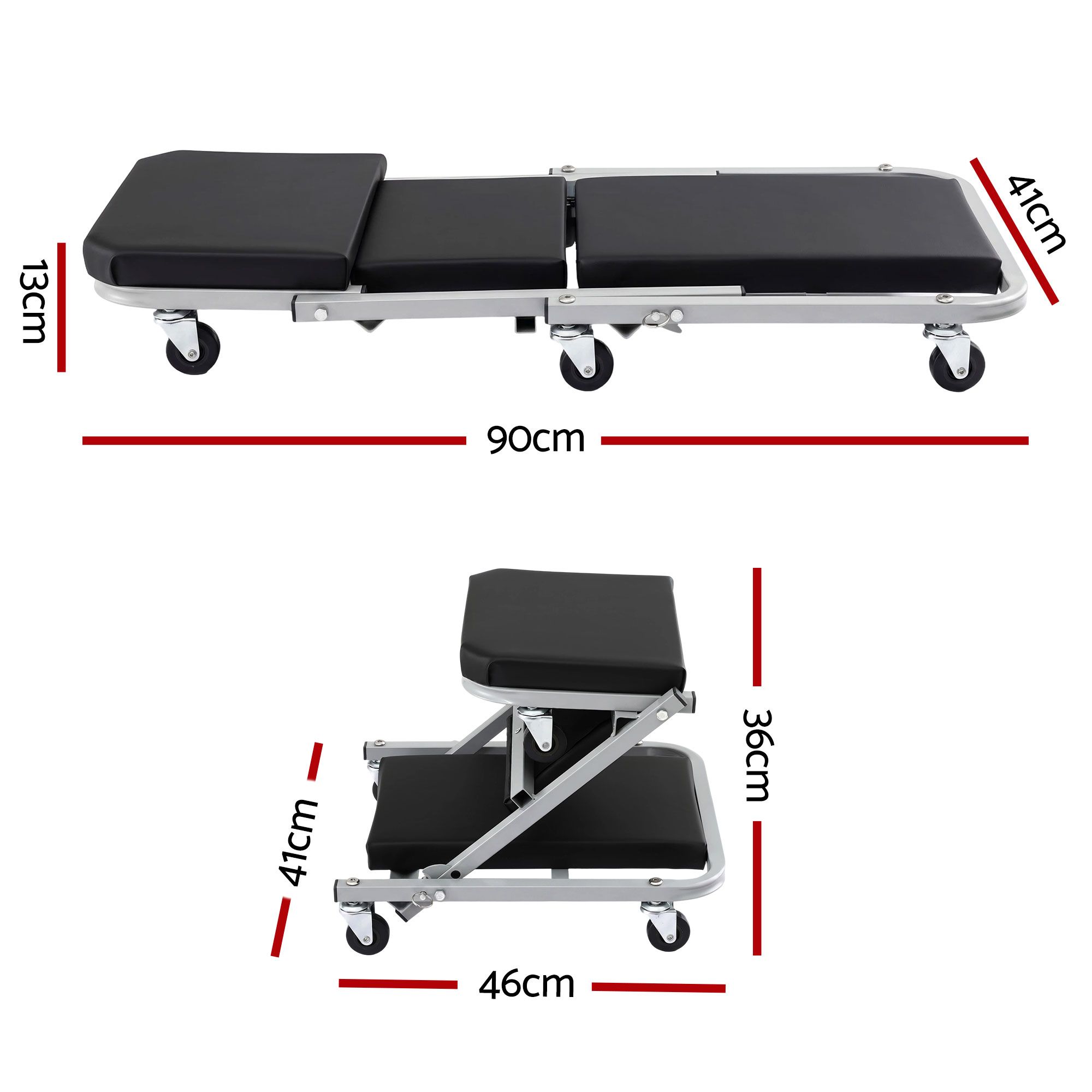 Giantz Garage Creeper 2-in-1 Mechanic Stool Rolling Automotive Z Creeper Seat - Image 2