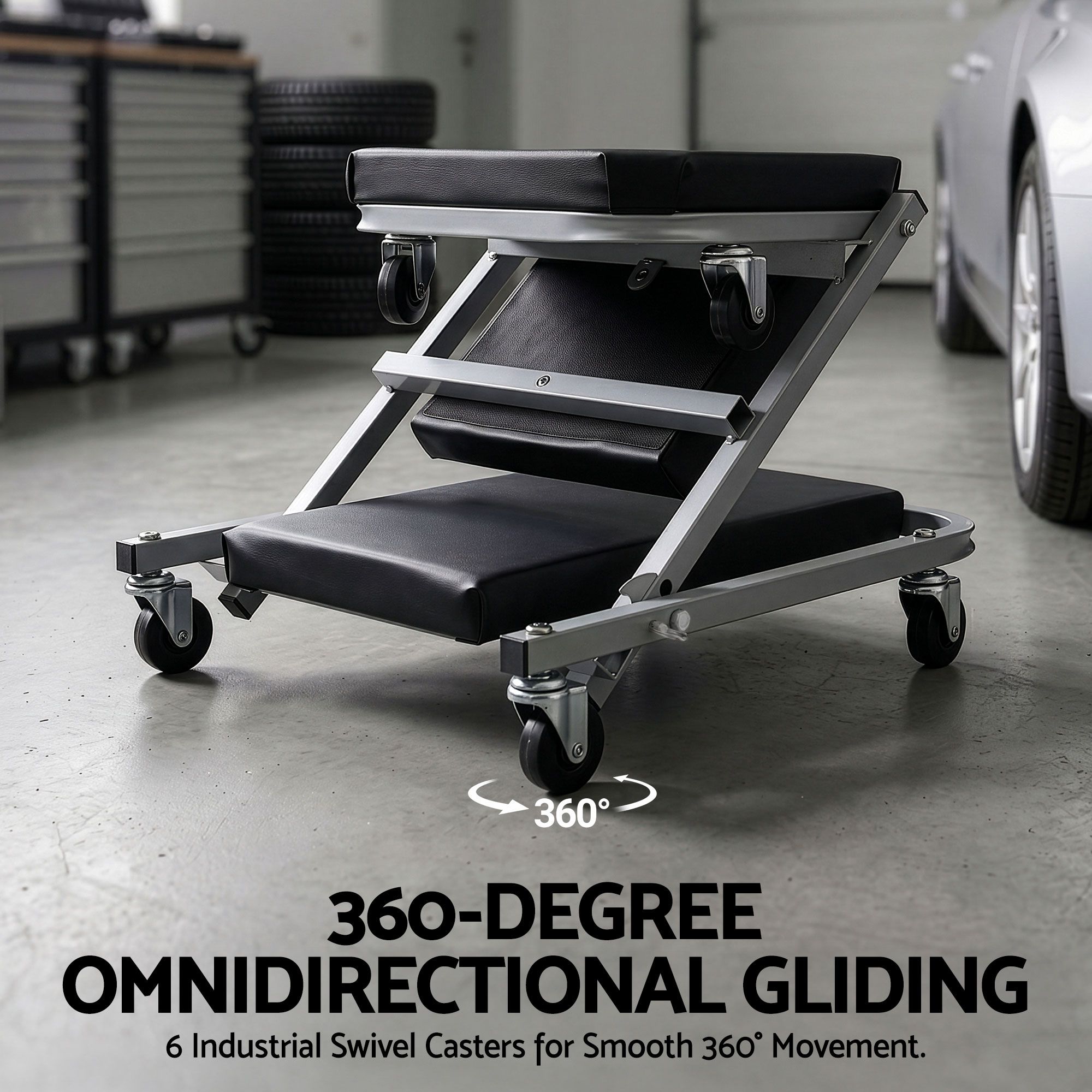 Giantz Garage Creeper 2-in-1 Mechanic Stool Rolling Automotive Z Creeper Seat - Image 5
