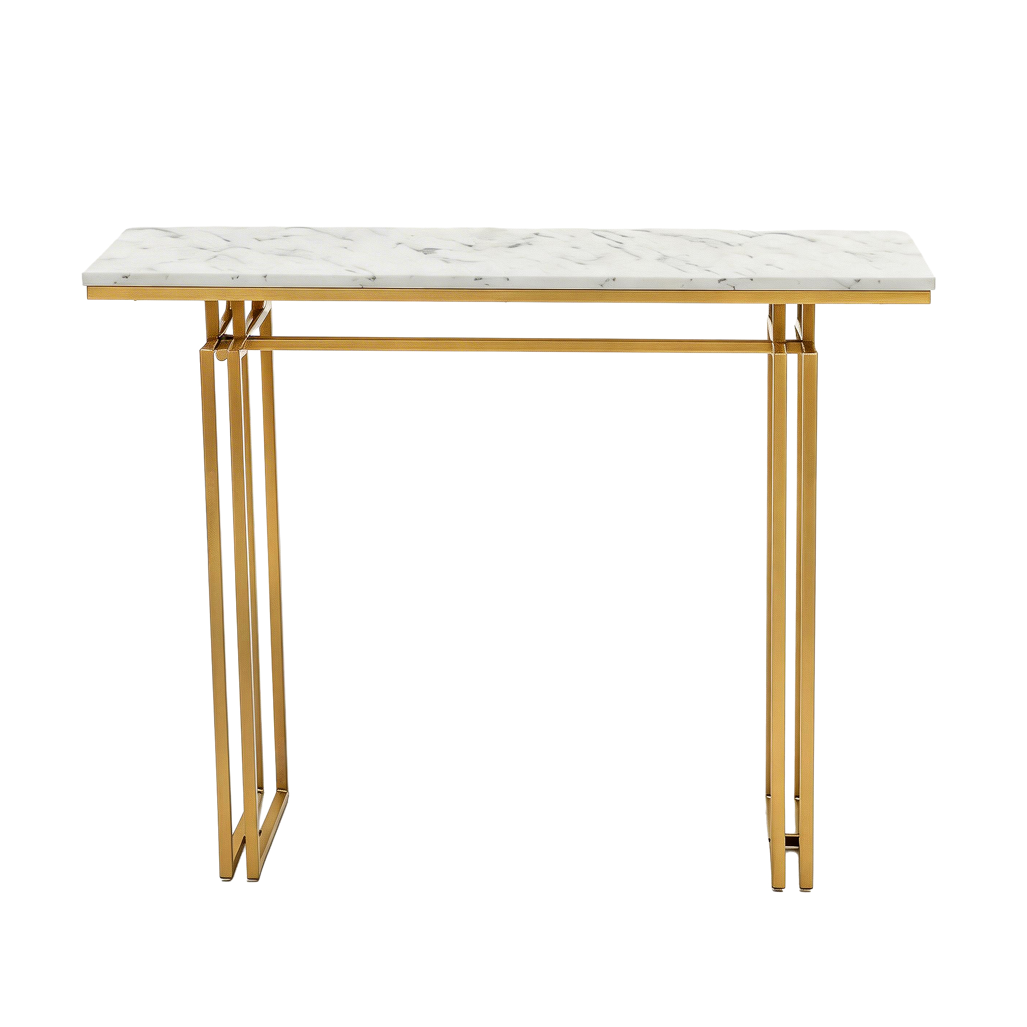 Artiss Console Table Hallway Entryway Table Marble Effect 110CM White & Gold - Image 4