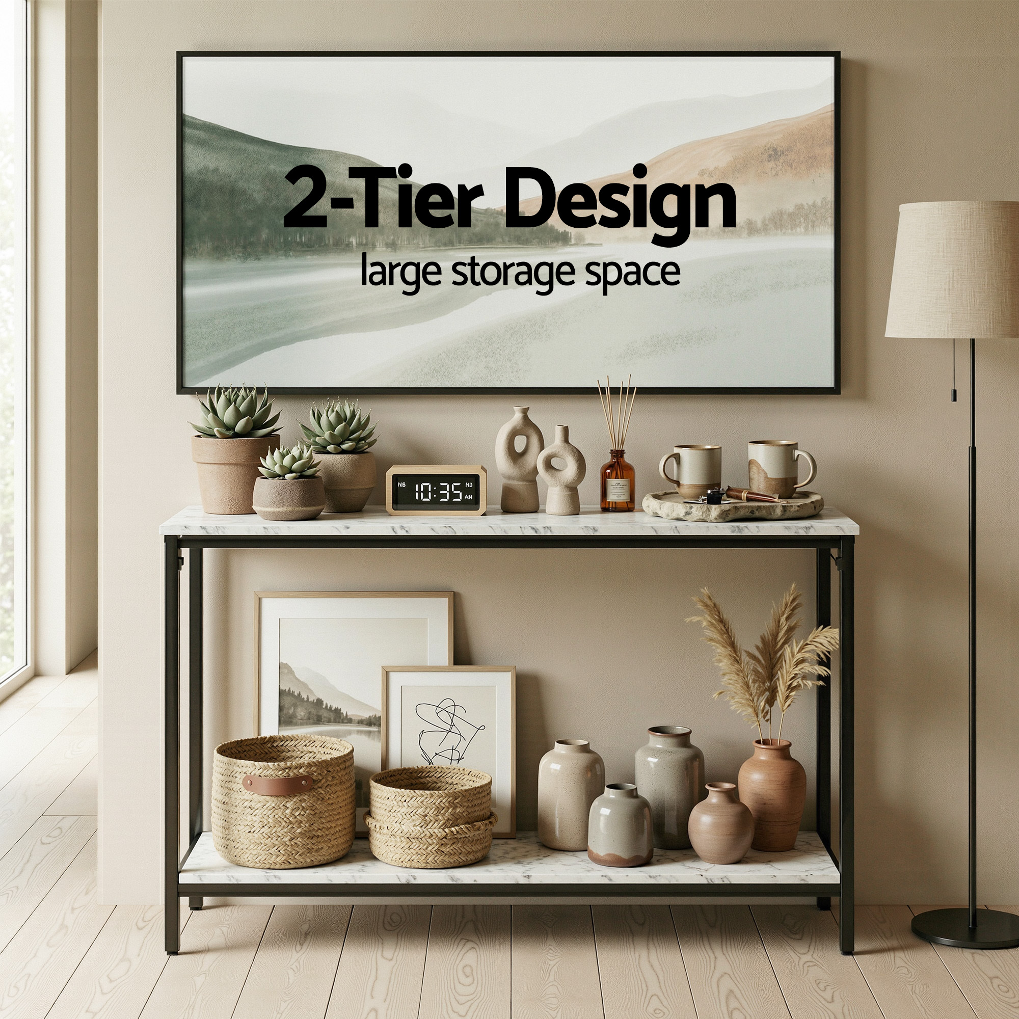 Artiss Console Table Entryway Hallway Display Desk Marble Effect White - Image 7