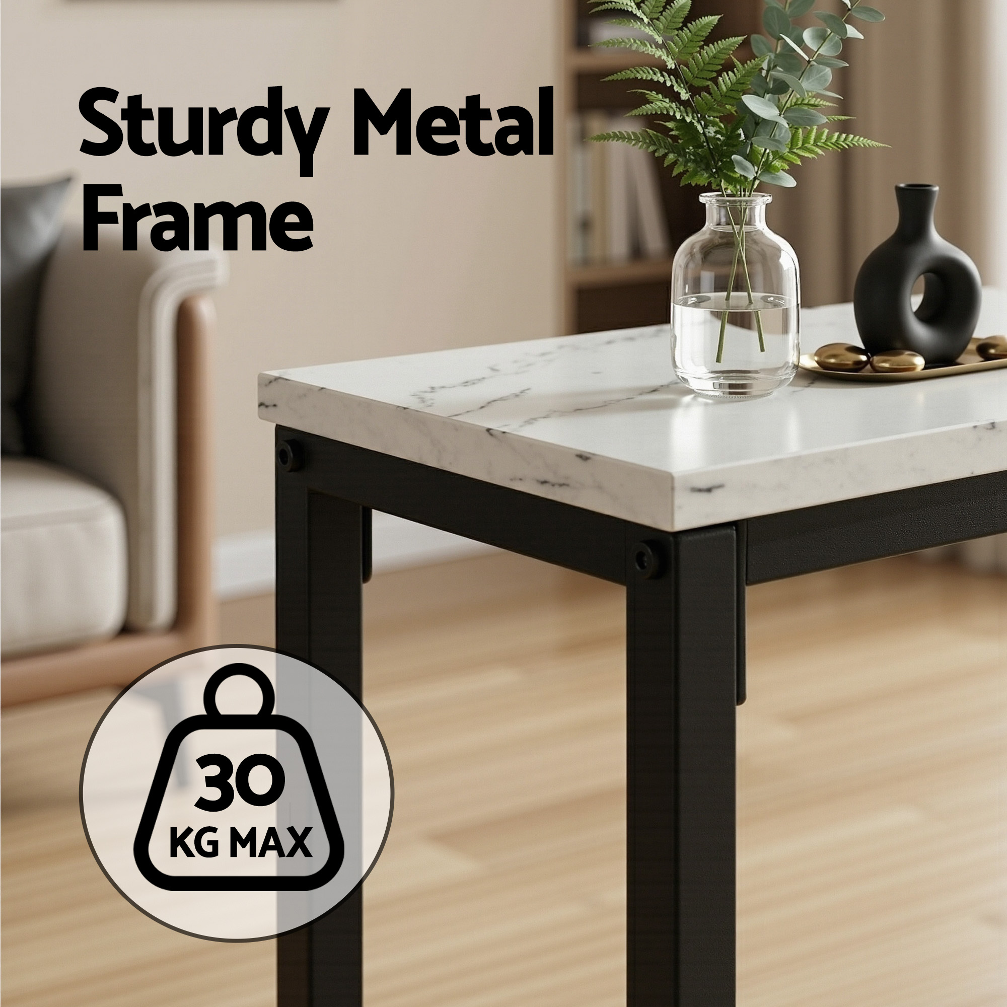 Artiss Console Table Entryway Hallway Display Desk Marble Effect White - Image 8