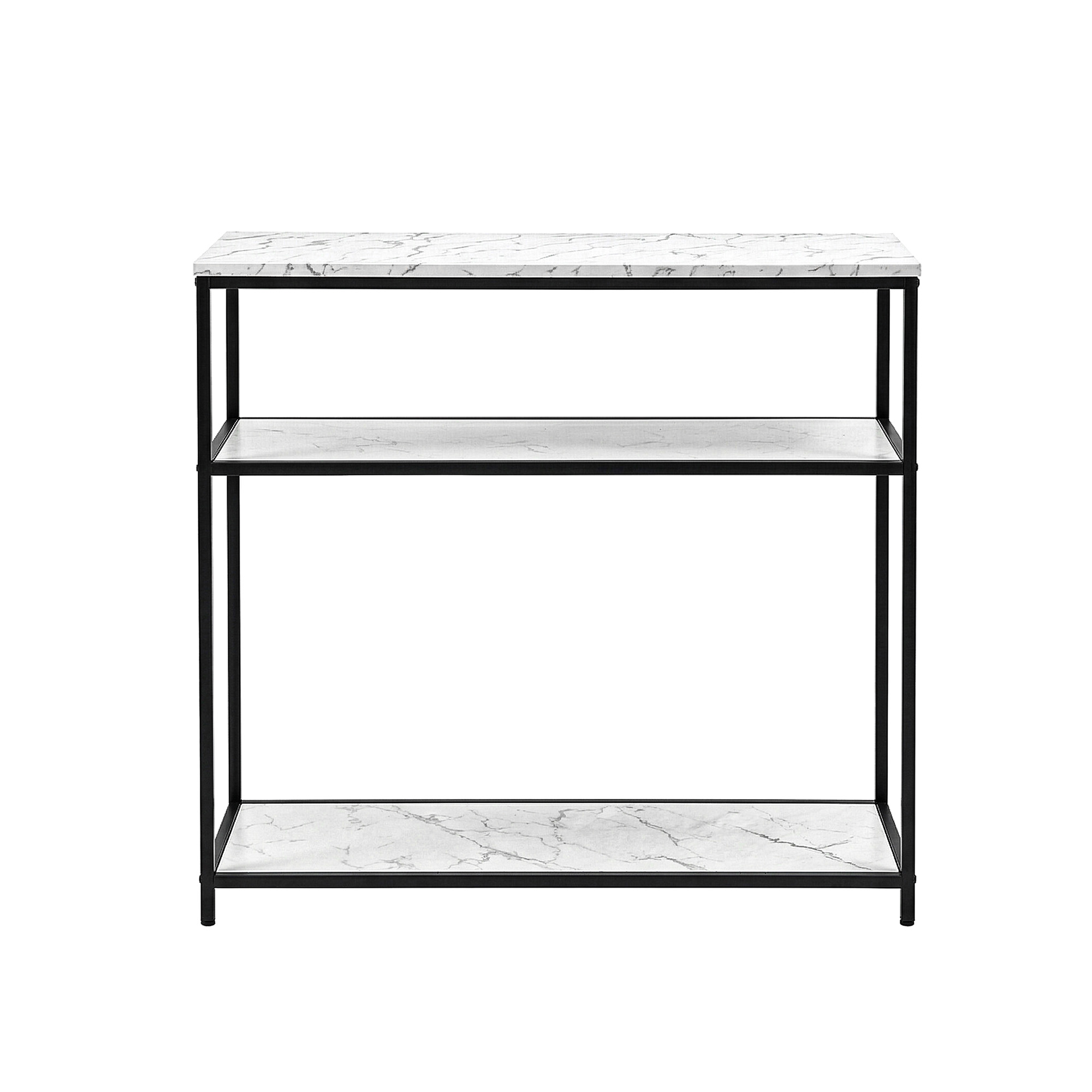 Artiss Console Table Marble Effect 3-Tier Sofa Entryway Side Table 90CM White - Image 2