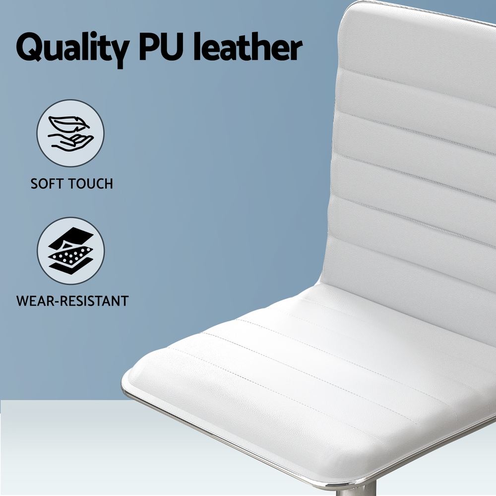 Artiss Computer Desk 120cm Executive Office Chairs Set PU Leather Low Back White - Image 5