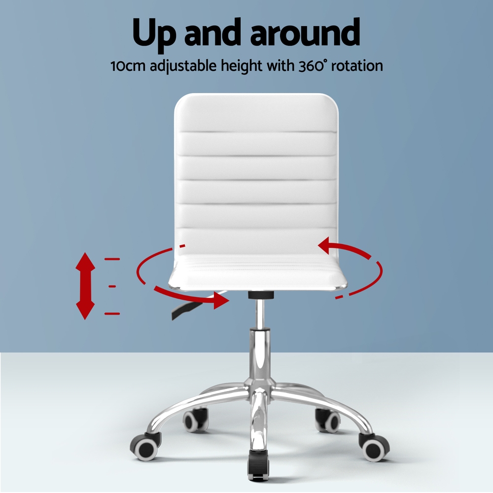 Artiss Computer Desk 120cm Executive Office Chairs Set PU Leather Low Back White - Image 6