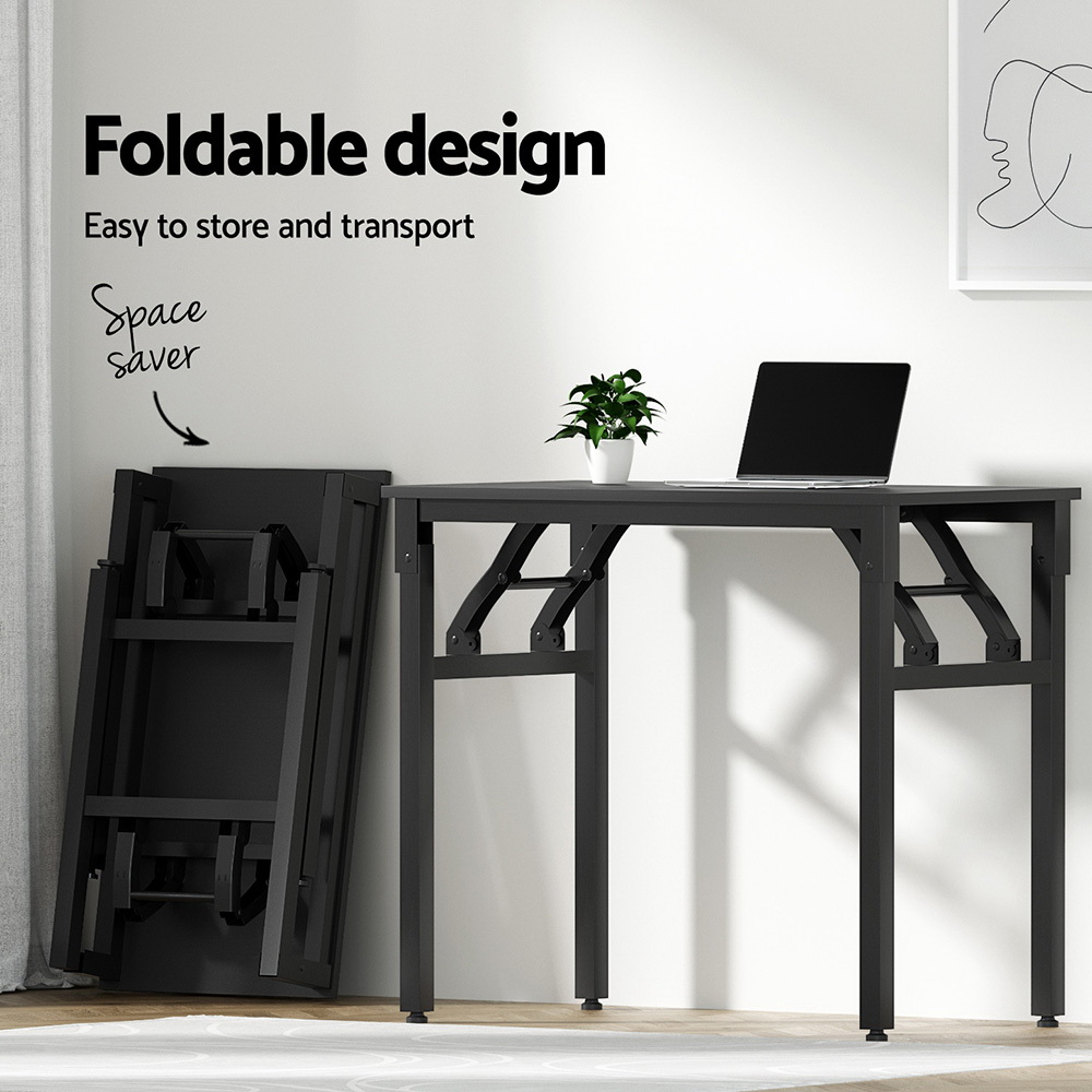 Artiss Computer Desk Mesh Office Chair Set Foldable Home Study Table Black - Image 4