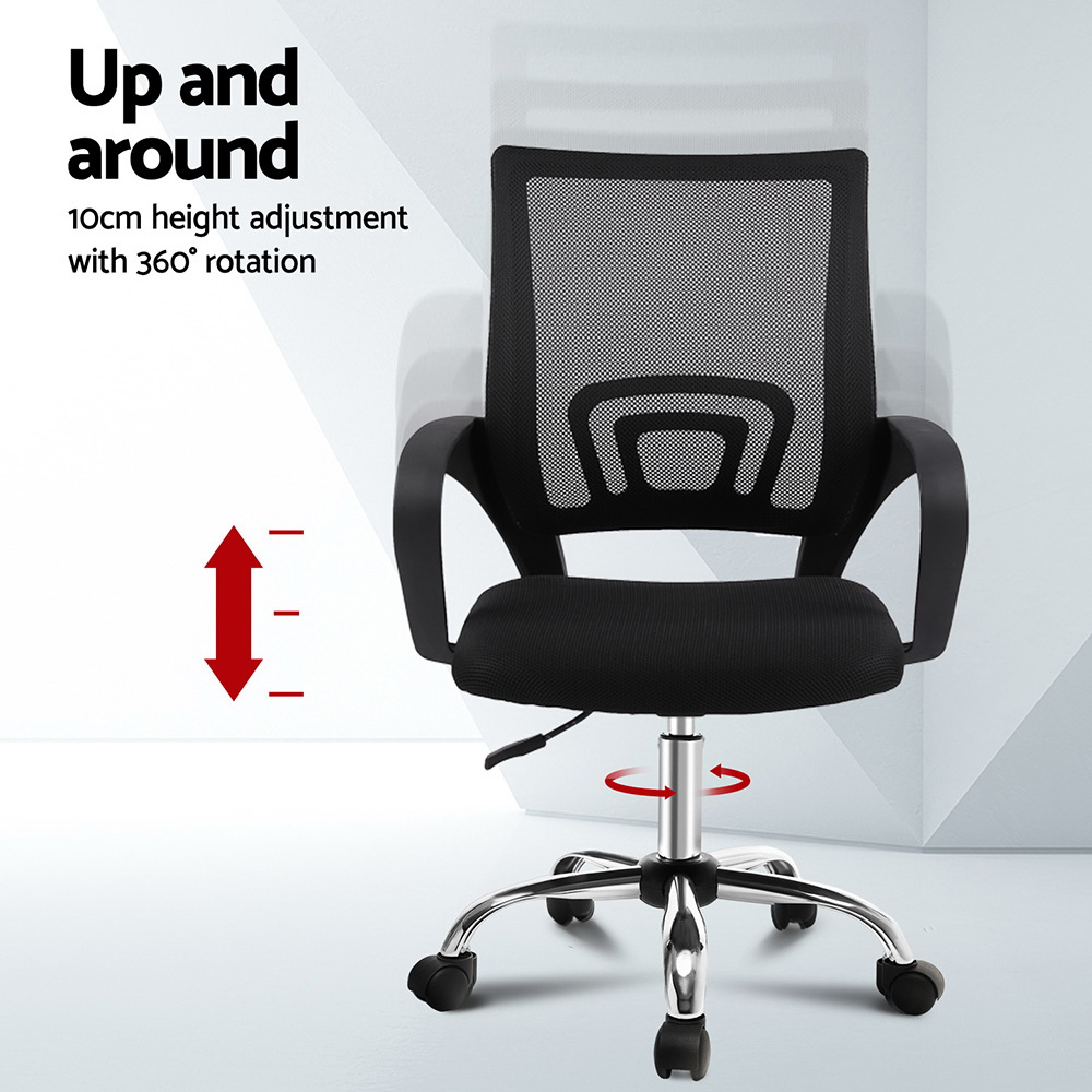 Artiss Computer Desk Mesh Office Chair Set Foldable Home Study Table Black - Image 5