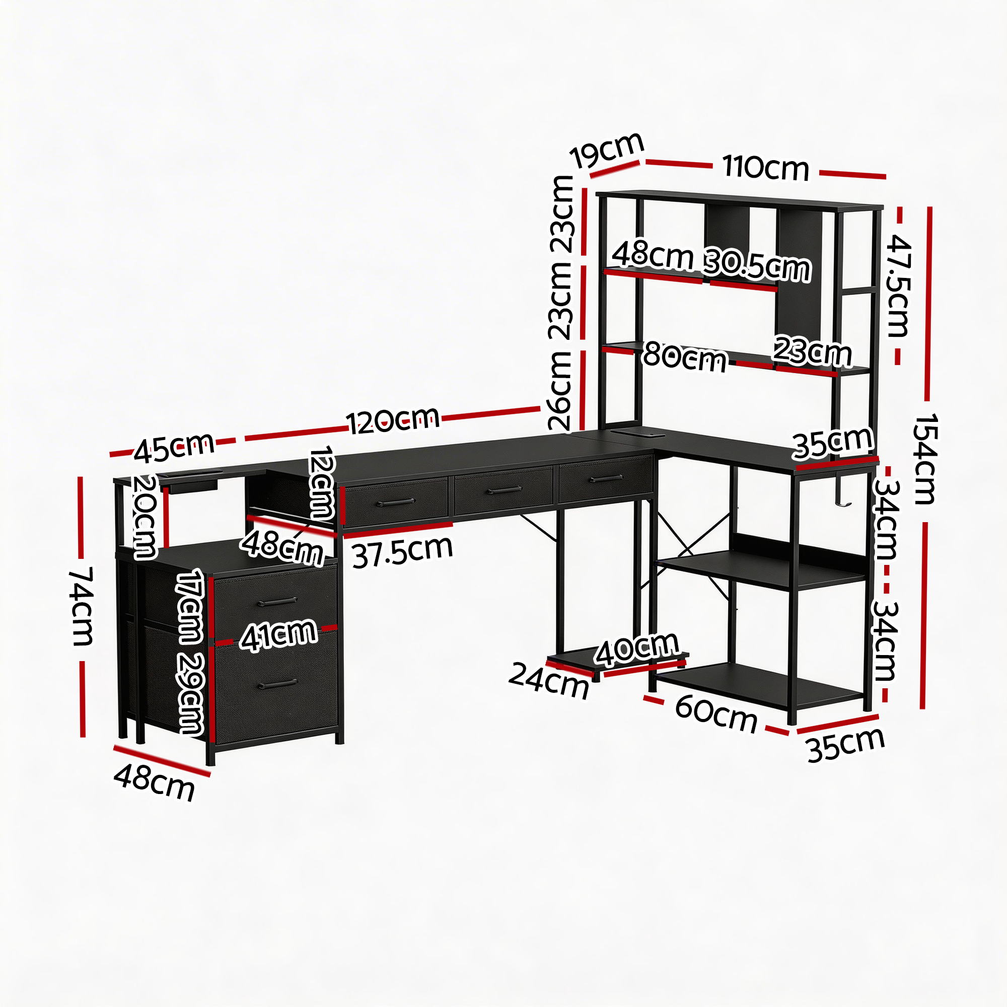 Artiss 200cm L Shaped Gaming Desk Computer Desk with LED Lights & Power Outlets - Image 3