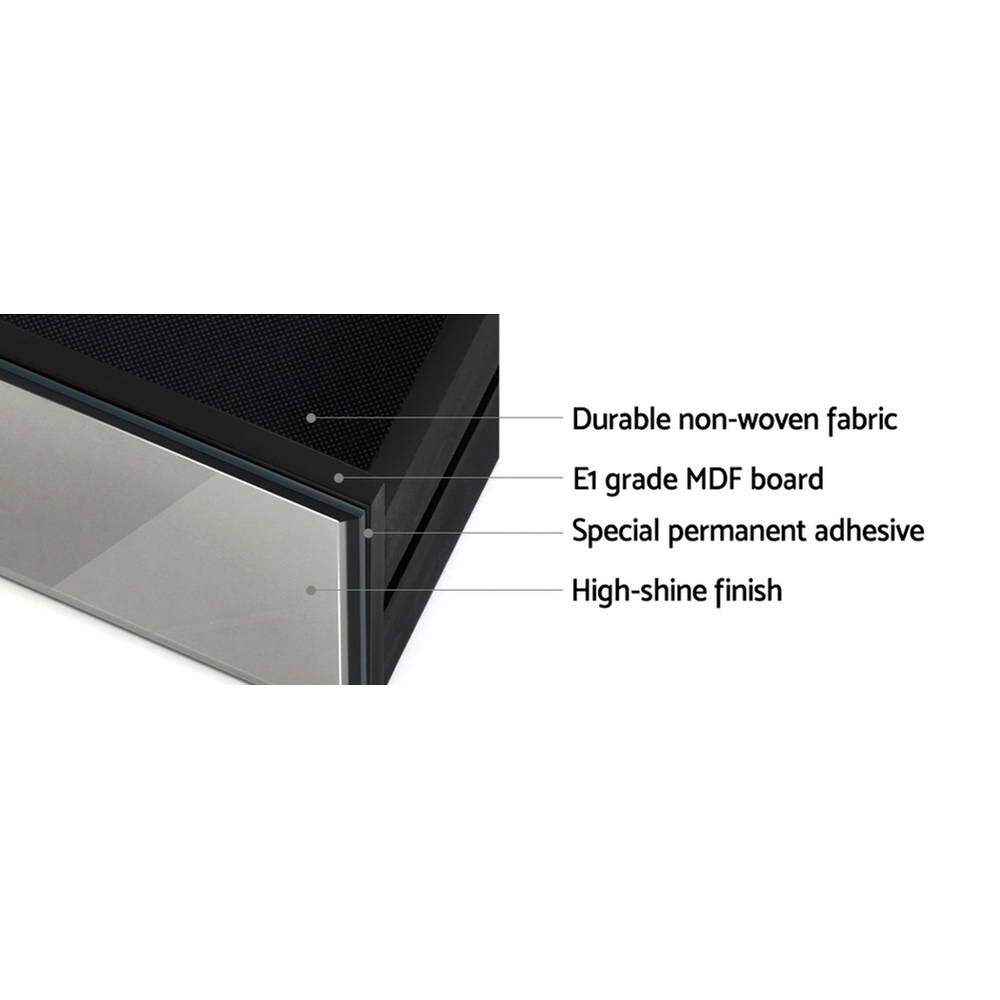Artiss Bedside Table 3 Drawers Mirrored Glass - QUENN Grey - Image 5