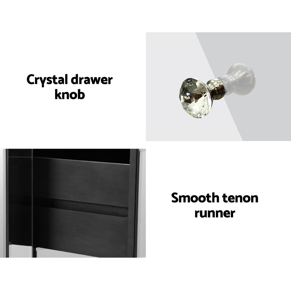 Artiss Bedside Table 3 Drawers Mirrored - QUENN Silver - Image 6