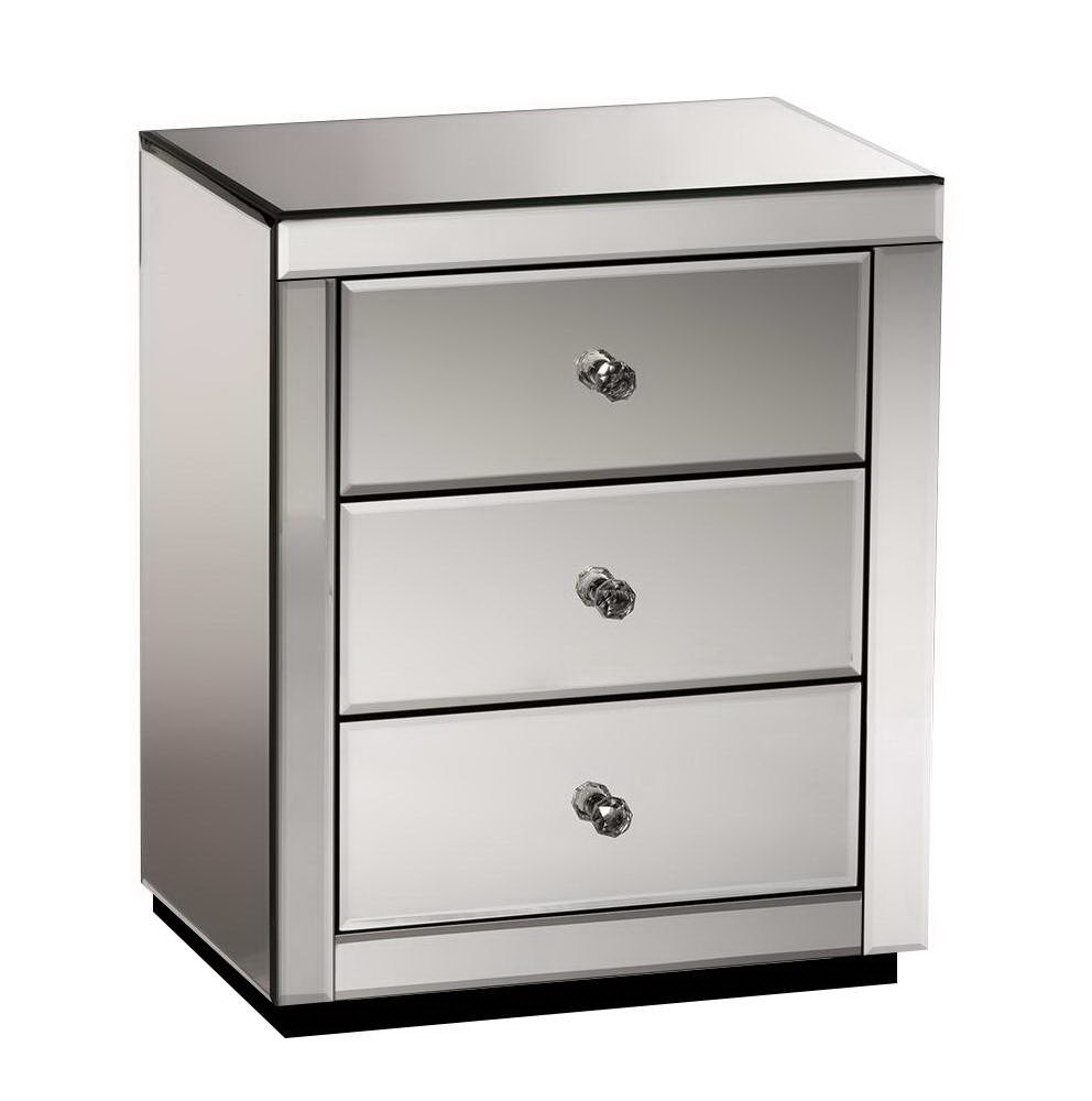 Artiss Bedside Table 3 Drawers Mirrored - PRESIA Grey - Image 8