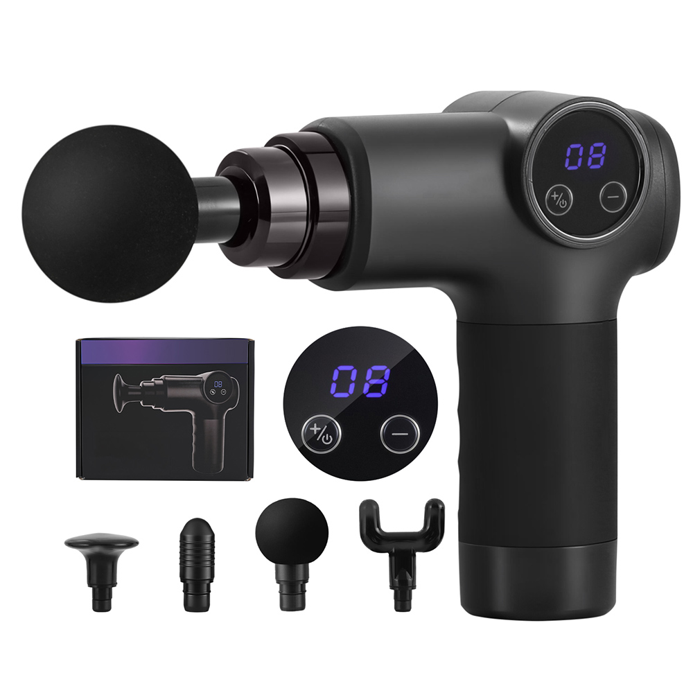 Everfit Massage Gun 8 Speed 4 Heads Vibration Muscle Massager Chargeable Black - Image 1