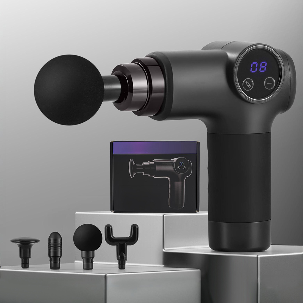 Everfit Massage Gun 8 Speed 4 Heads Vibration Muscle Massager Chargeable Black - Image 7
