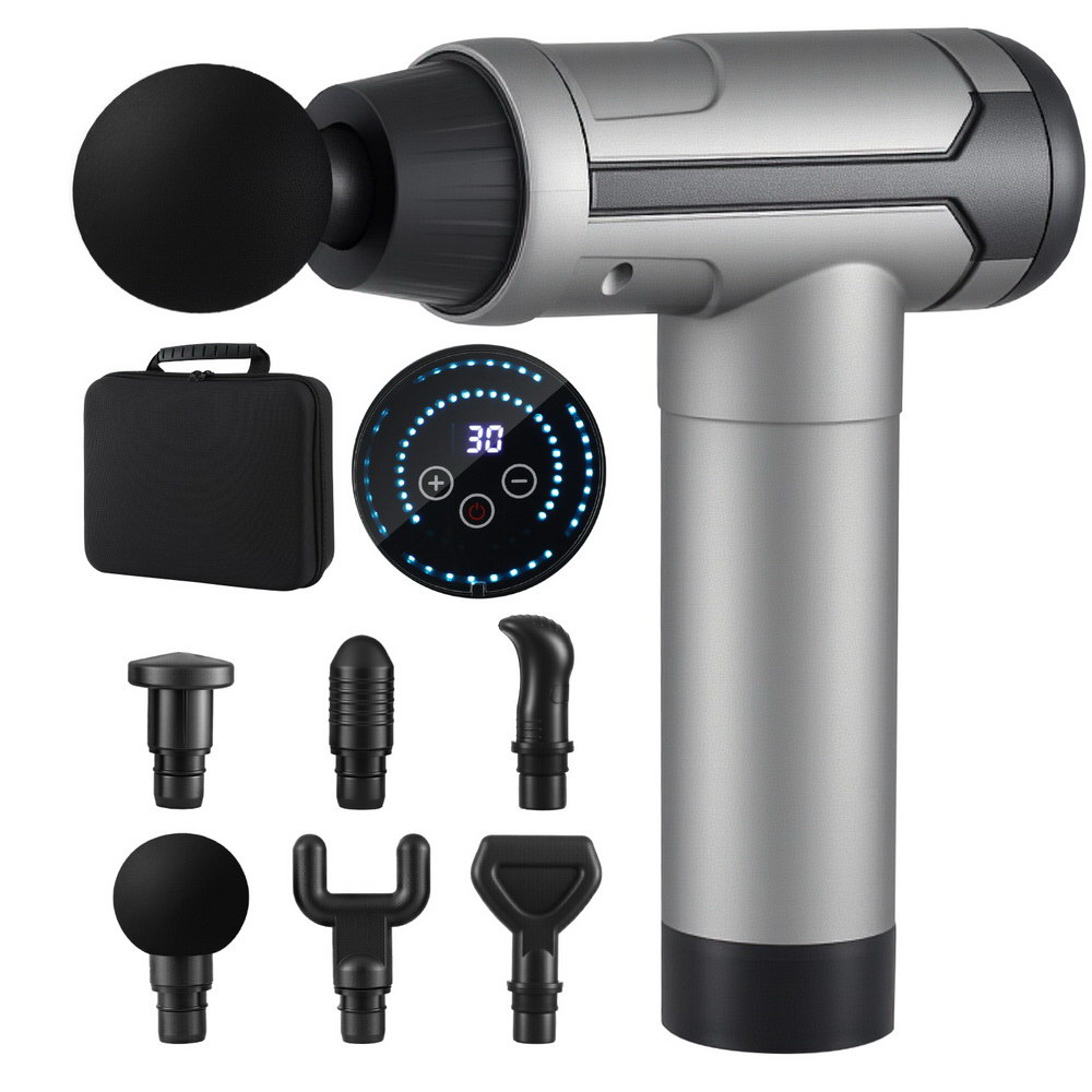 Everfit Massage Gun 30 Speed 6 Heads Vibration Muscle Massager Chargeable Black - Image 1