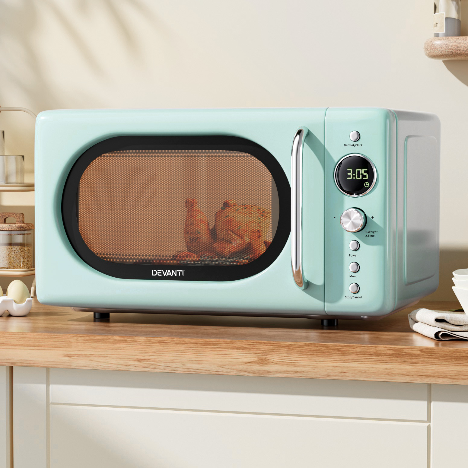 Devanti 20L Microwave Oven 700W Green - Image 1