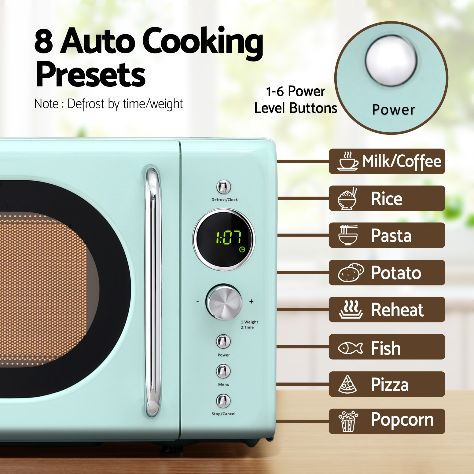 Devanti 20L Microwave Oven 700W Green - Image 5