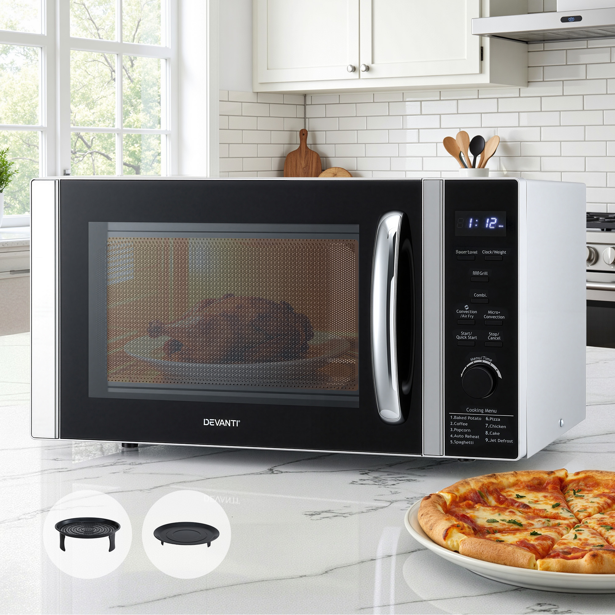 Devanti 30L Microwave Oven 4-IN-1 Air Fryer Convection Grill - Image 1