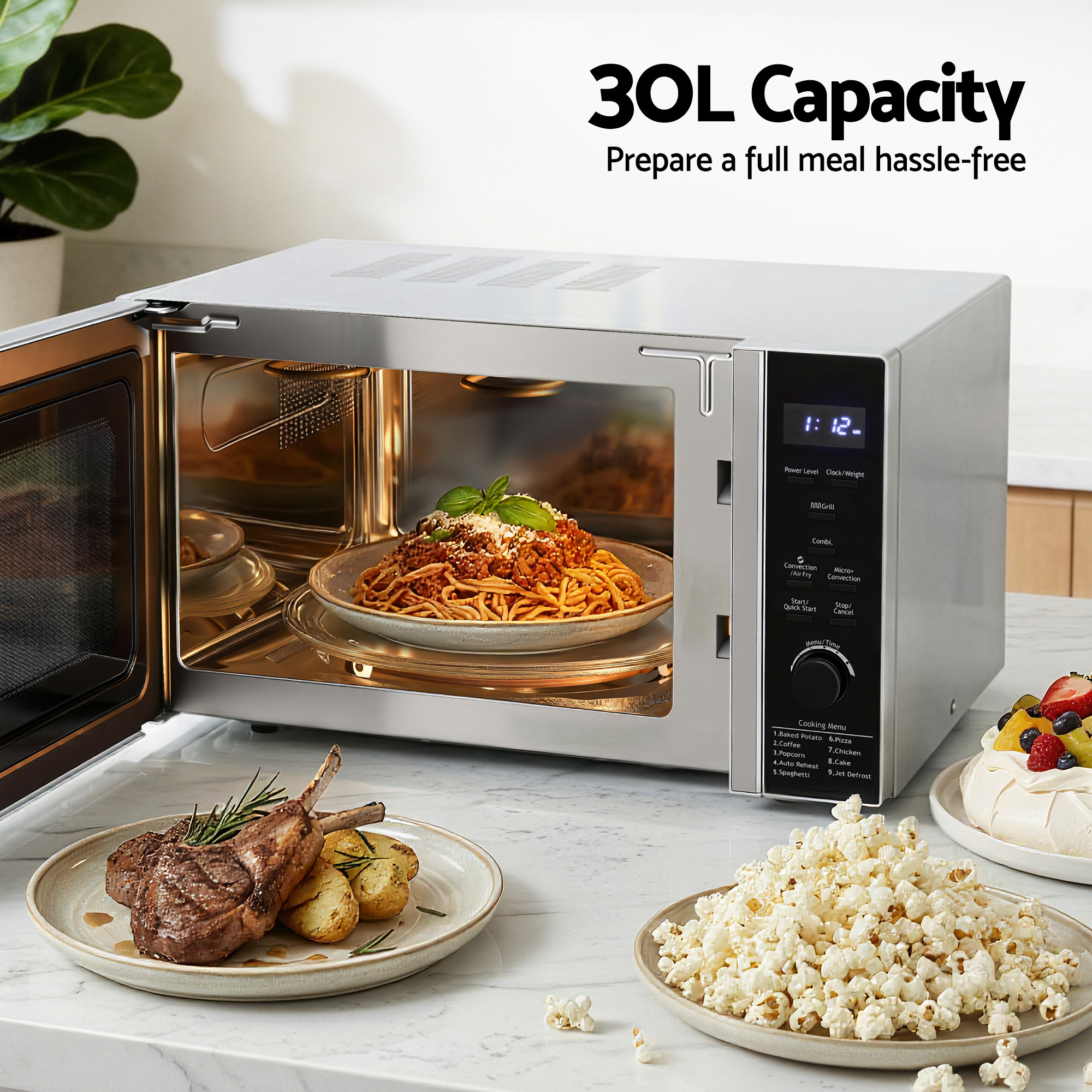 Devanti 30L Microwave Oven 4-IN-1 Air Fryer Convection Grill - Image 5