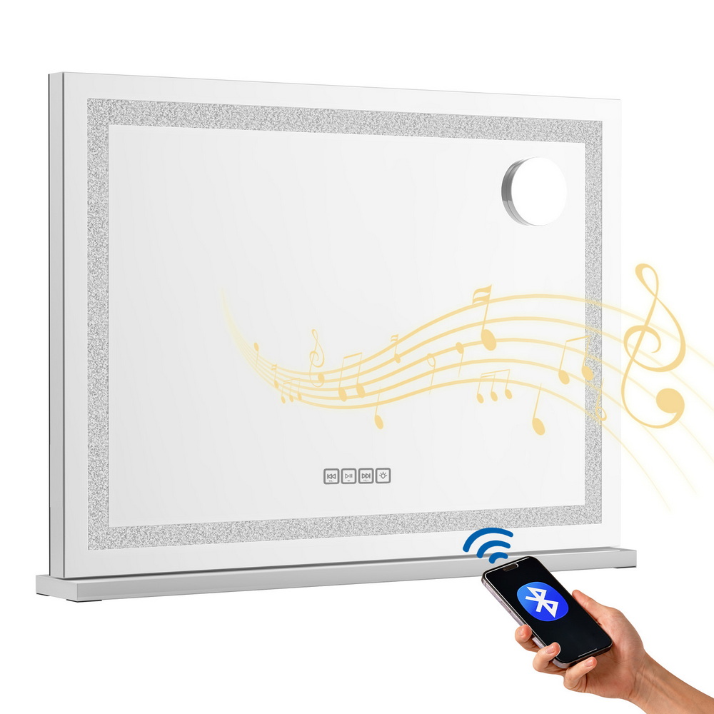 Embellir Bluetooth Makeup Mirror 58x46cm Hollywood Vanity with LED Light Crystal - Image 1