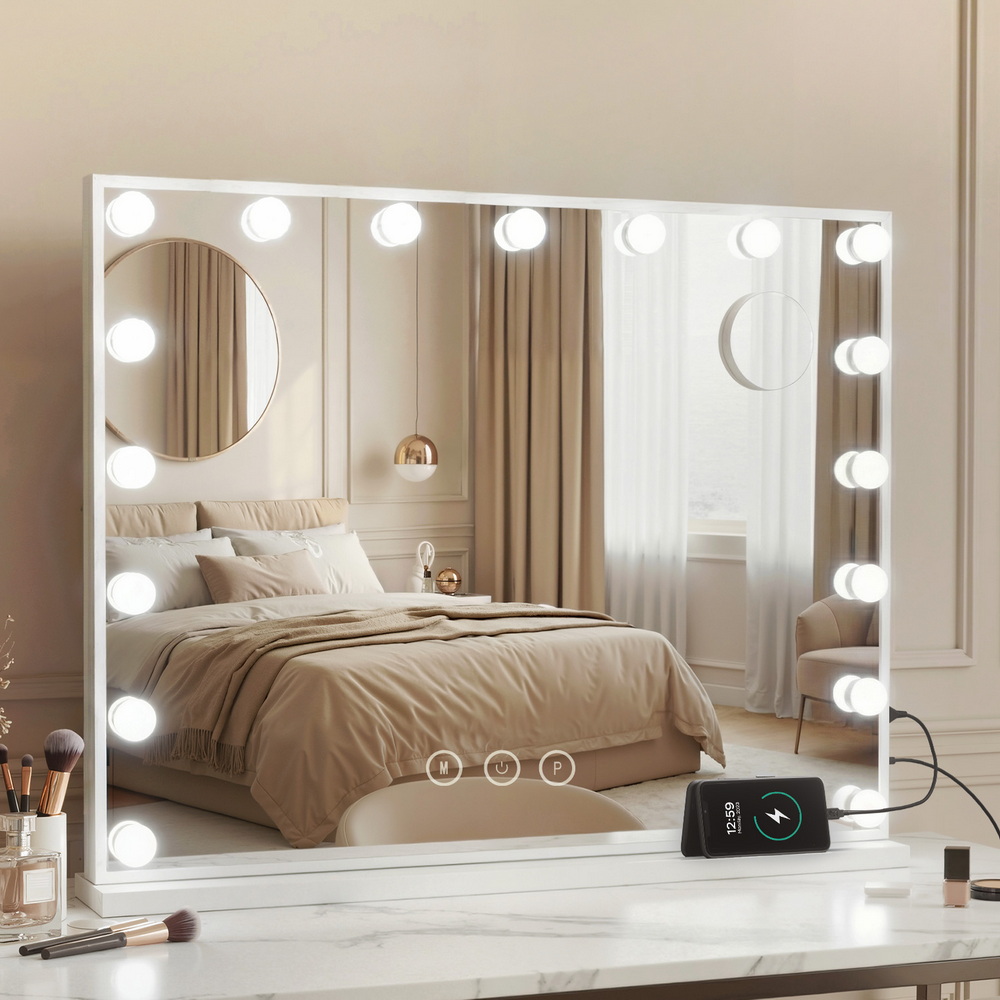 Embellir Makeup Mirror 80x58cm Hollywood Vanity with LED Light Tabletop Wall - Image 7