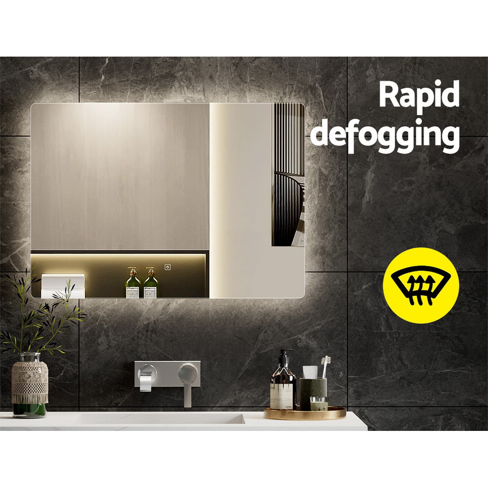 Embellir Wall Mirror 70X50cm with LED Light Bathroom Home Decor Round Rectangle - Image 4