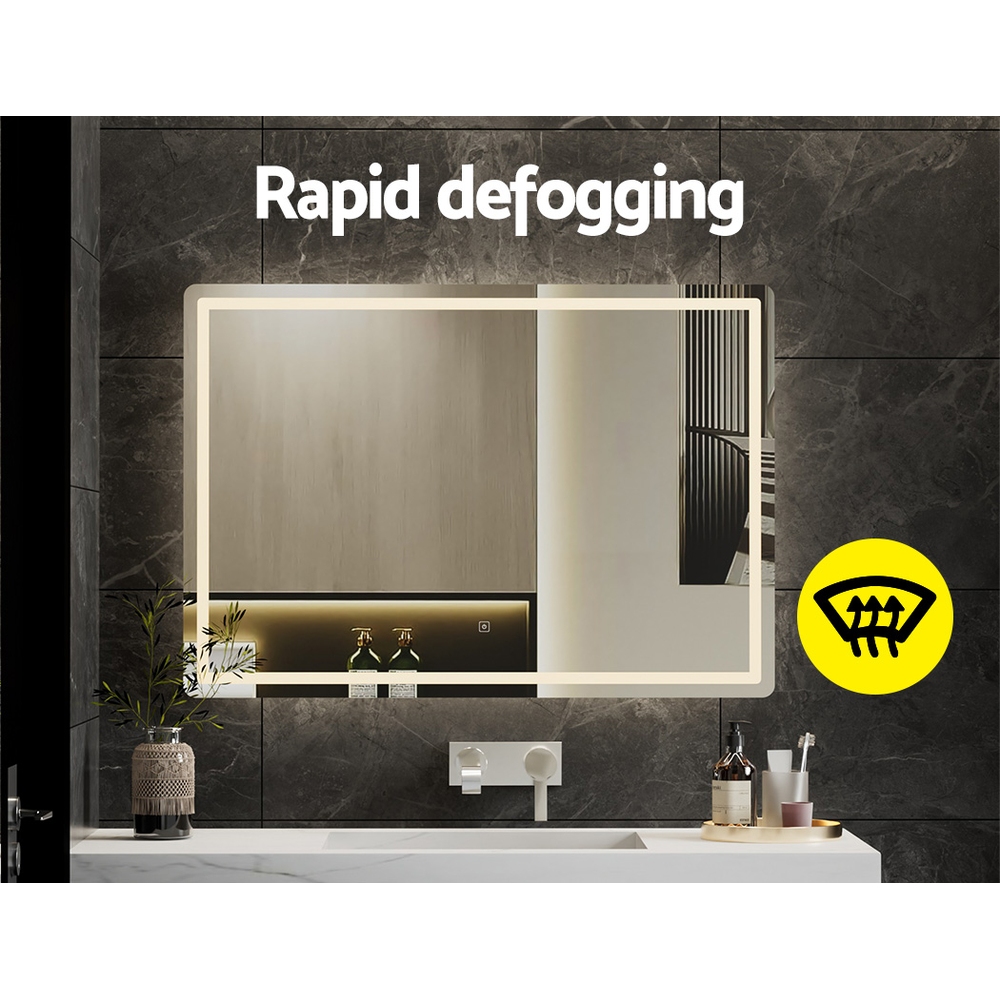 Embellir Wall Mirror 100X70CM with LED Light Bathroom Home Decor Round Rectangle - Image 4