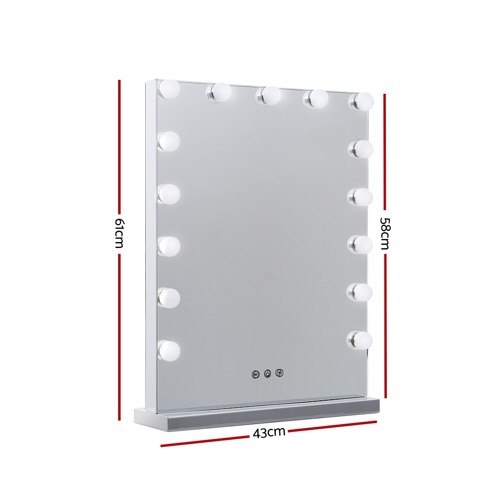 Embellir Makeup Mirror 43x61cm Hollywood Vanity with LED Light Tabletop Wall - Image 2
