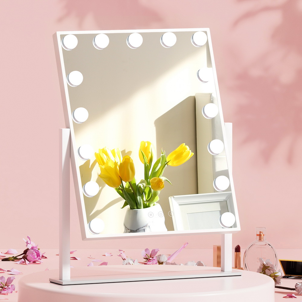Embellir Makeup Mirror 40x50cm Hollywood Vanity with LED Light Rotation Tabletop - Image 1