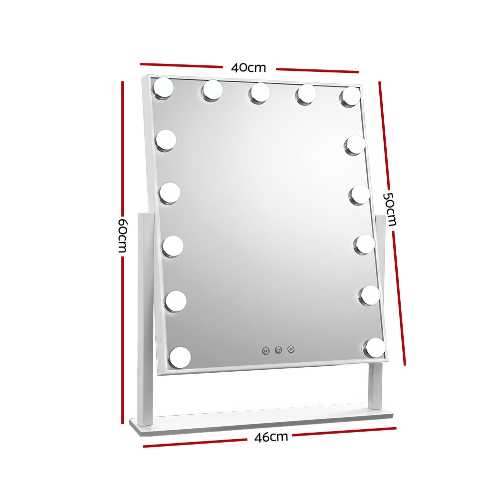 Embellir Makeup Mirror 40x50cm Hollywood Vanity with LED Light Rotation Tabletop - Image 2