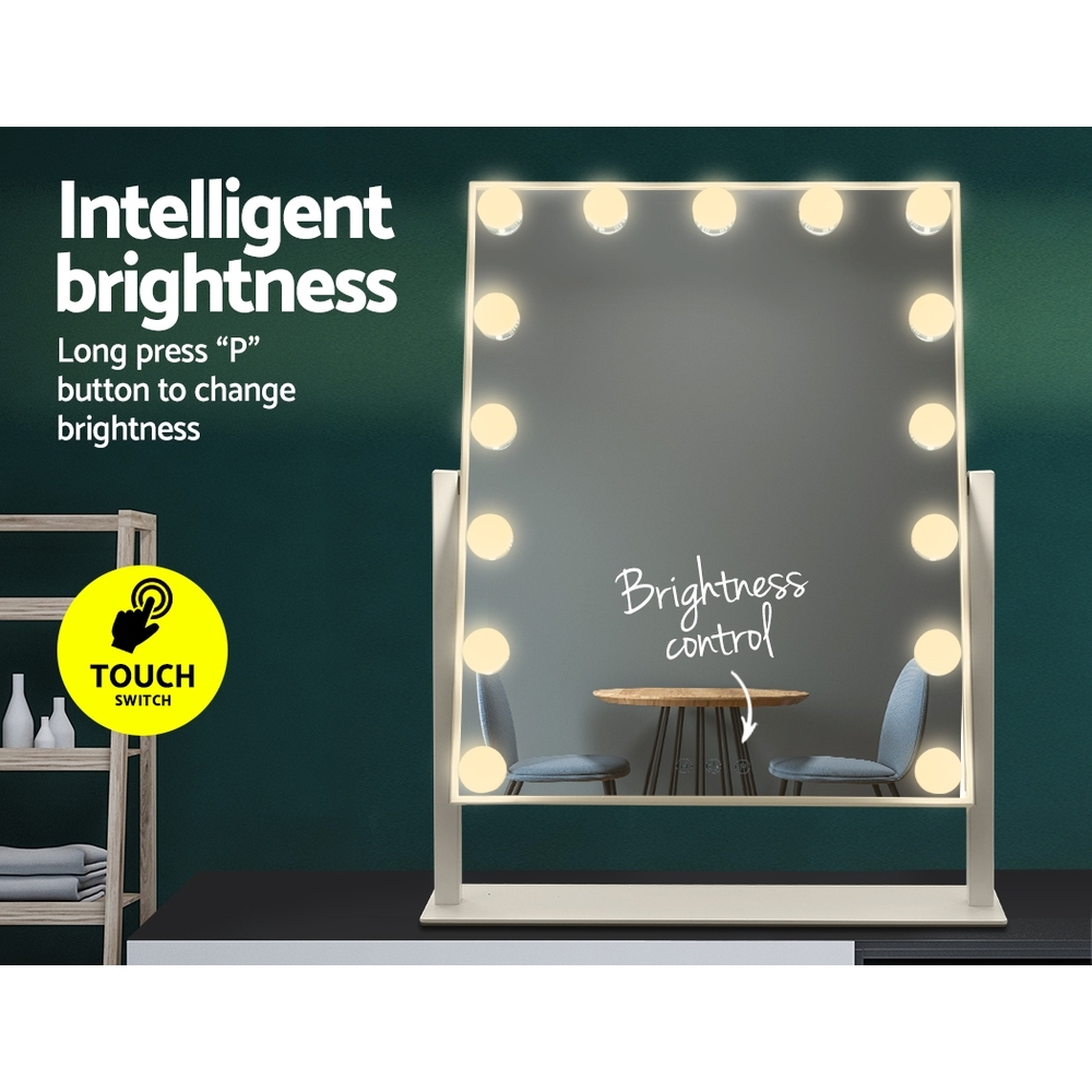 Embellir Makeup Mirror 40x50cm Hollywood Vanity with LED Light Rotation Tabletop - Image 5