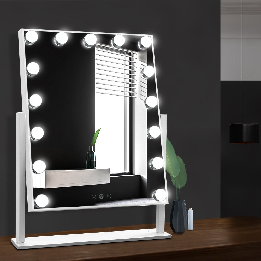 Embellir Makeup Mirror 40x50cm Hollywood Vanity with LED Light Rotation Tabletop - Image 7