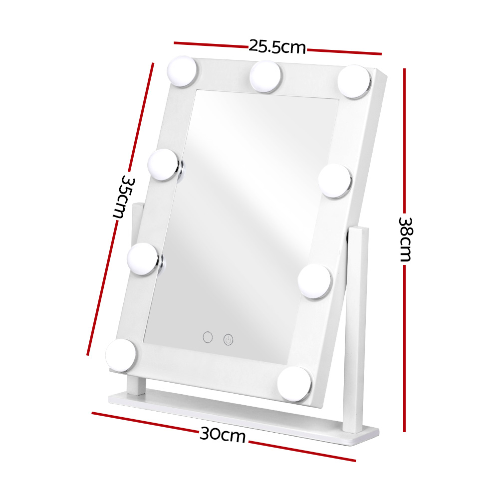 Embellir Makeup Mirror 30x38cm Hollywood Vanity with LED Light Rotation Tabletop - Image 2