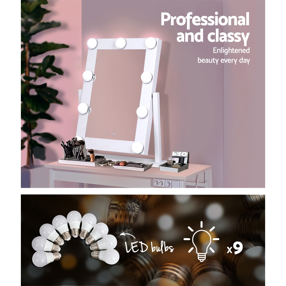 Embellir Makeup Mirror 30x38cm Hollywood Vanity with LED Light Rotation Tabletop - Image 4