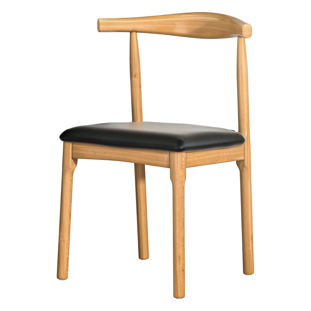 Artiss Dining Chair Rubber Wood Leather Seat Black - Image 1